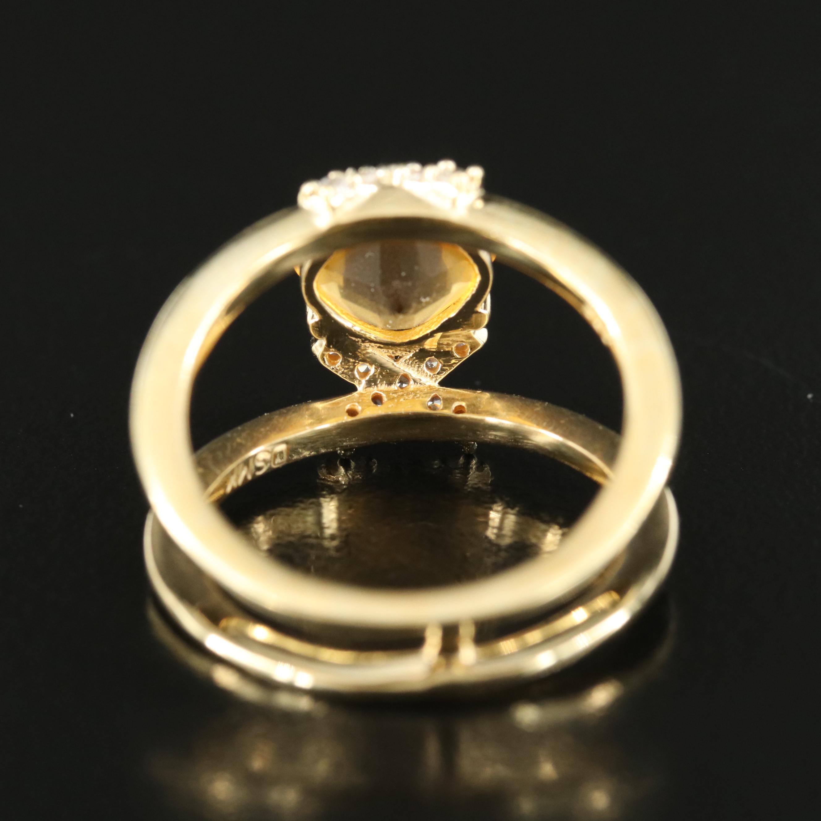 Sterling Glass and Cubic Zirconia Ring