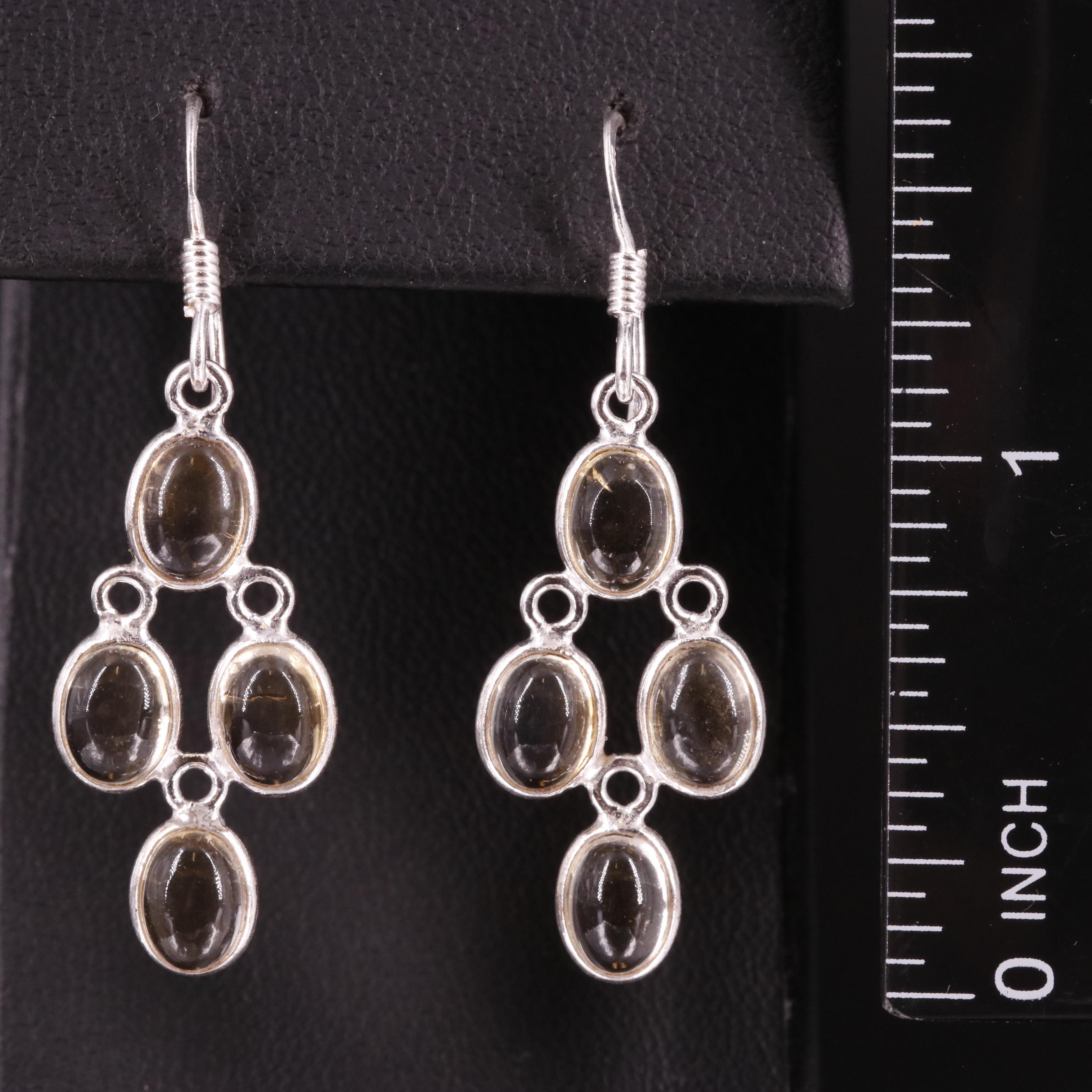 Sterling Citrine Drop Earrings