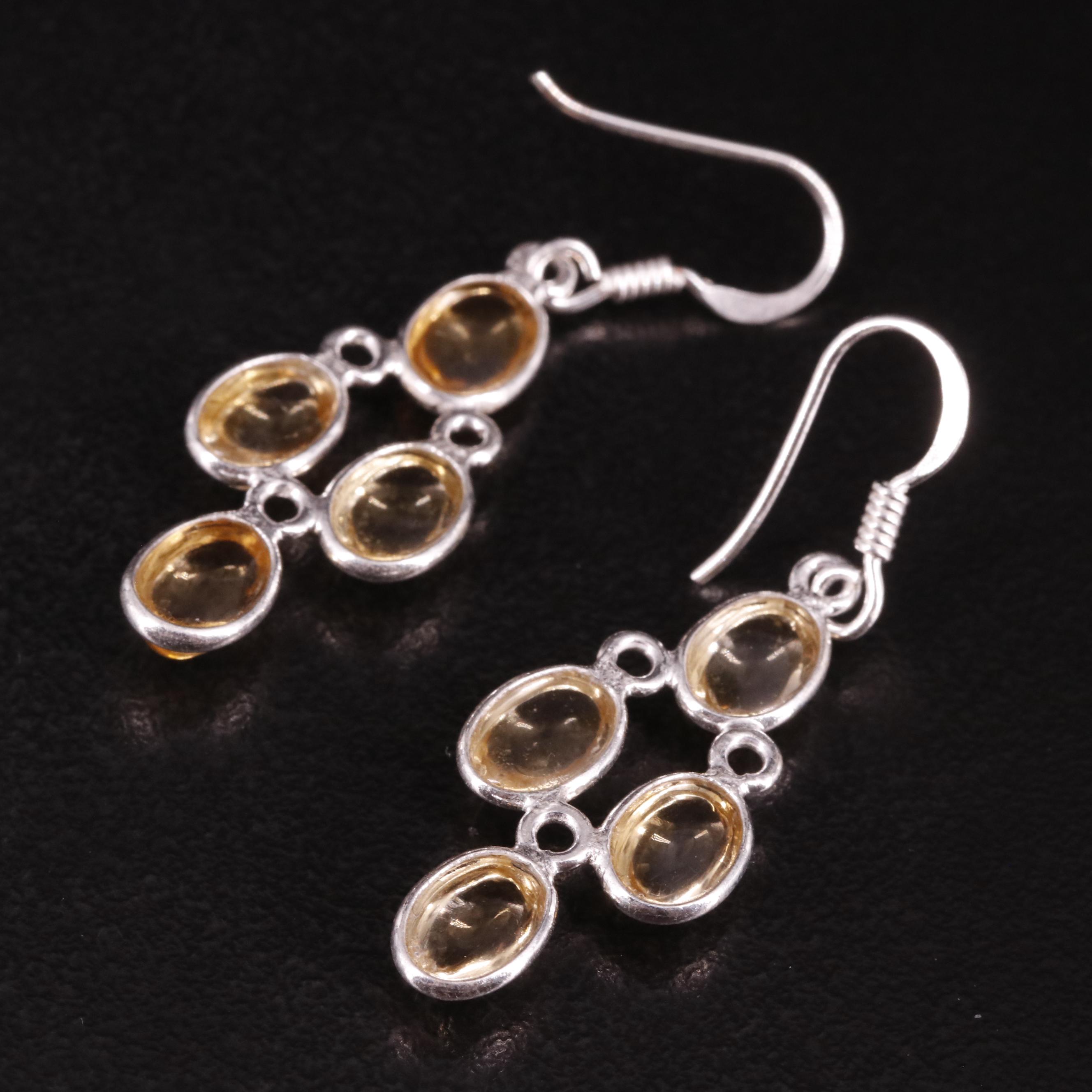 Sterling Citrine Drop Earrings