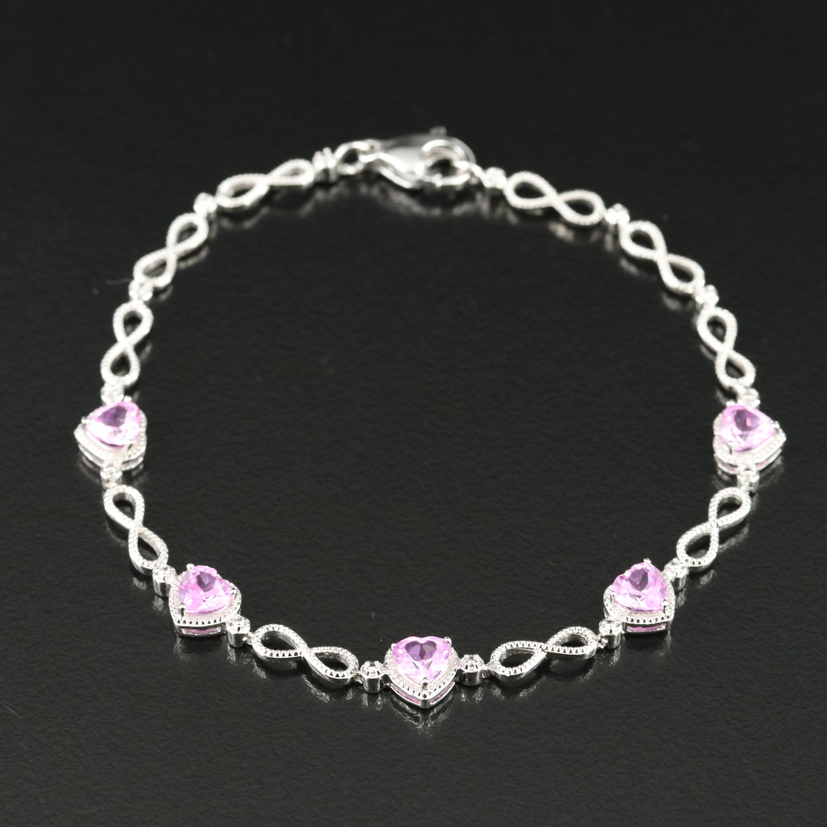 Sterling Sapphire Heart and Infinity Bracelet