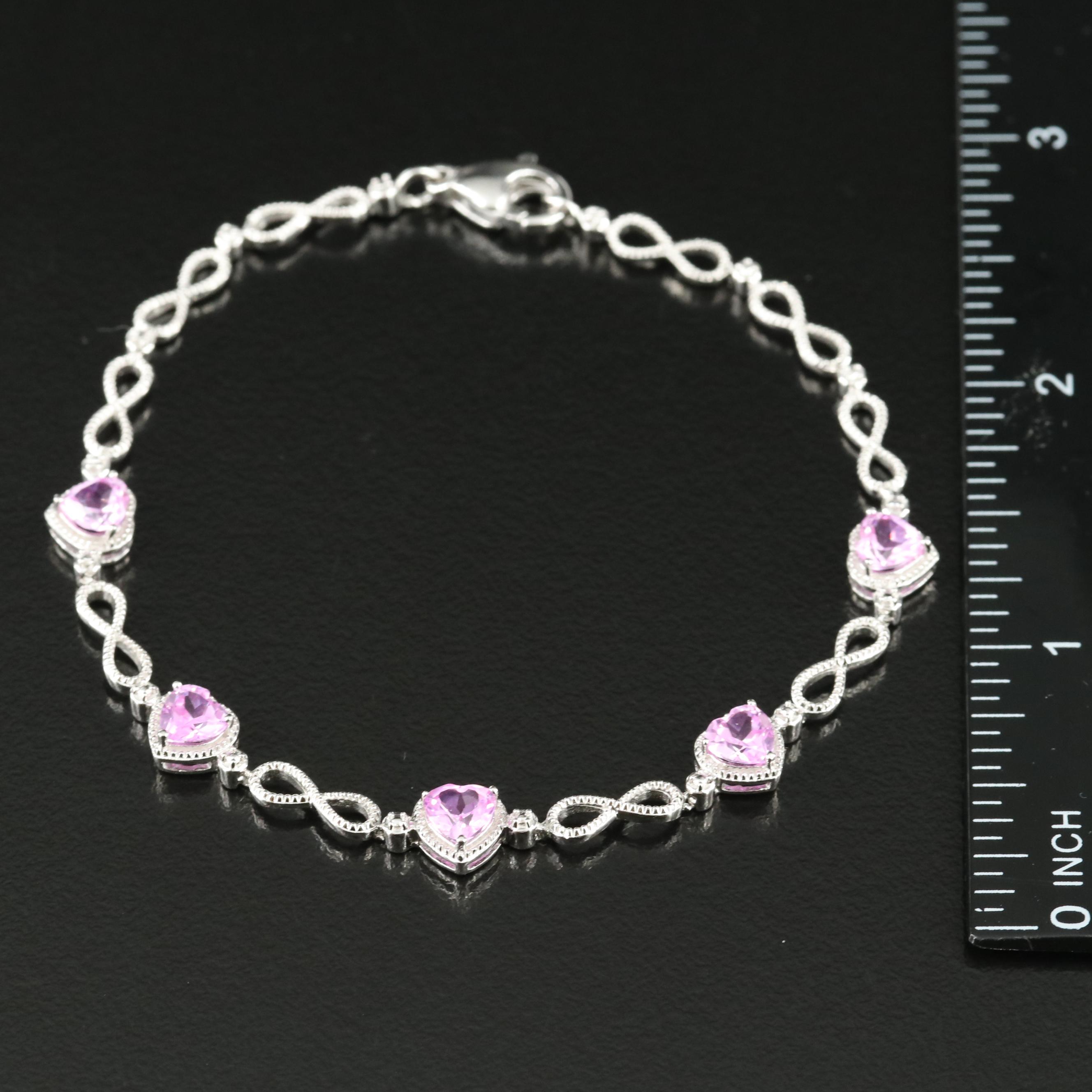 Sterling Sapphire Heart and Infinity Bracelet