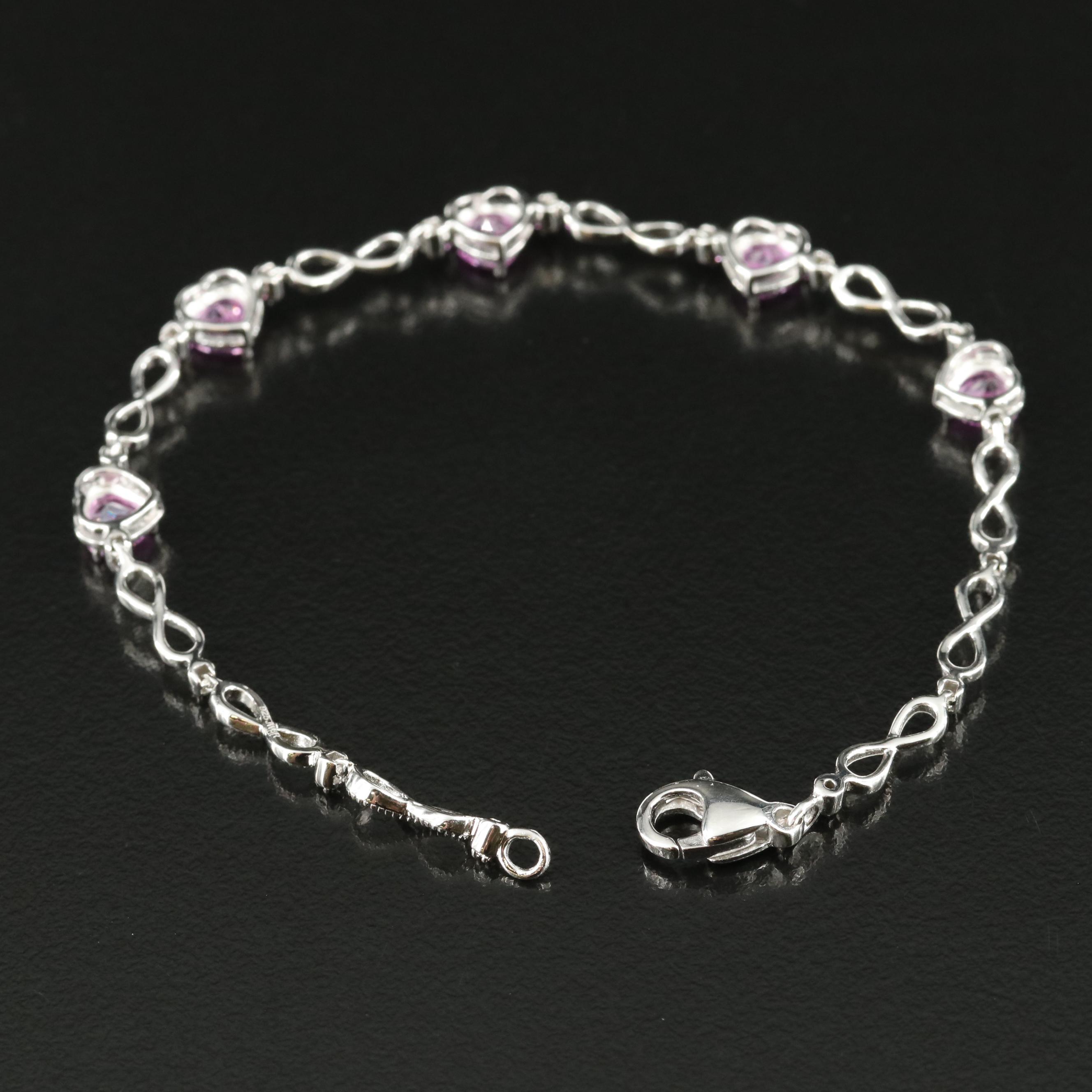 Sterling Sapphire Heart and Infinity Bracelet