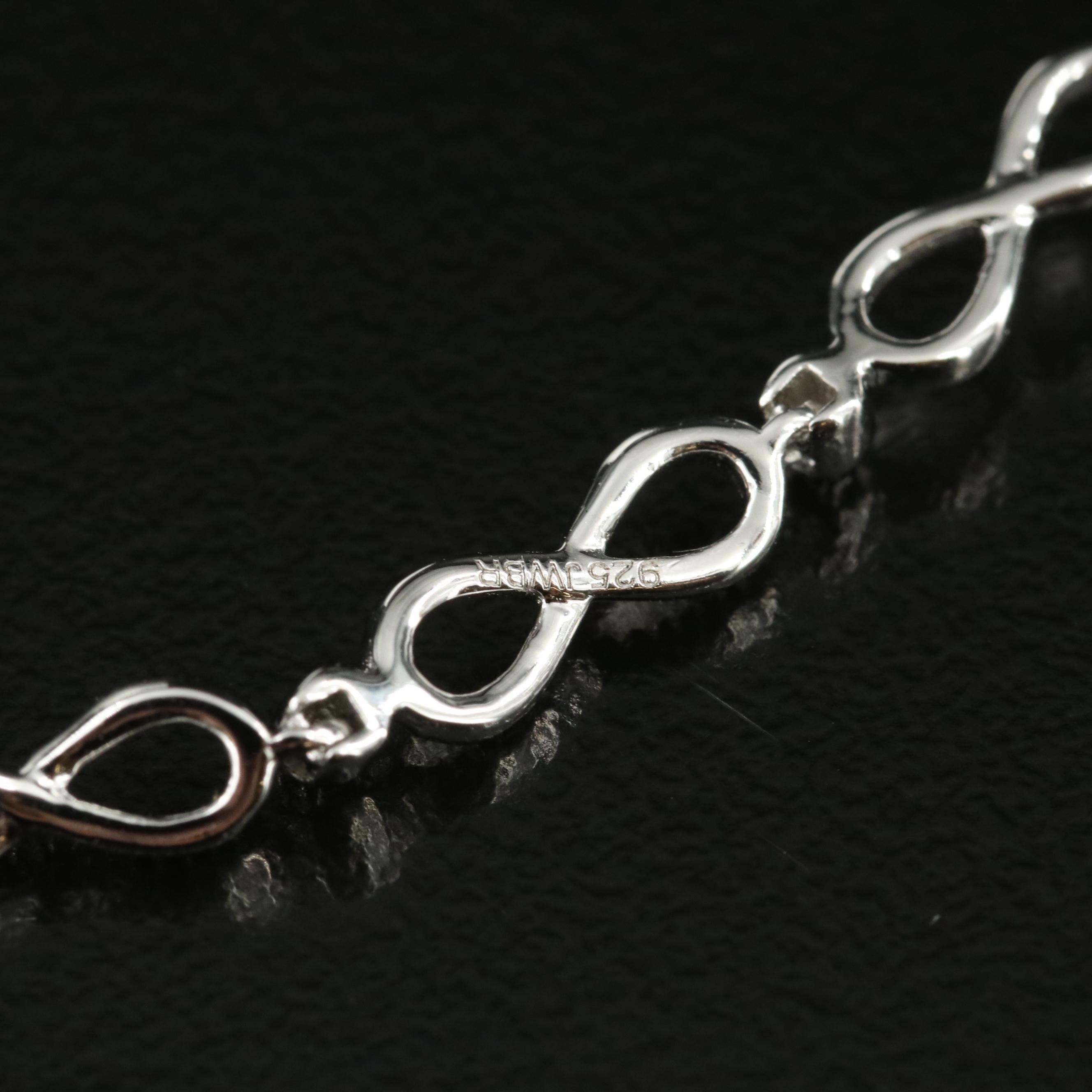Sterling Sapphire Heart and Infinity Bracelet