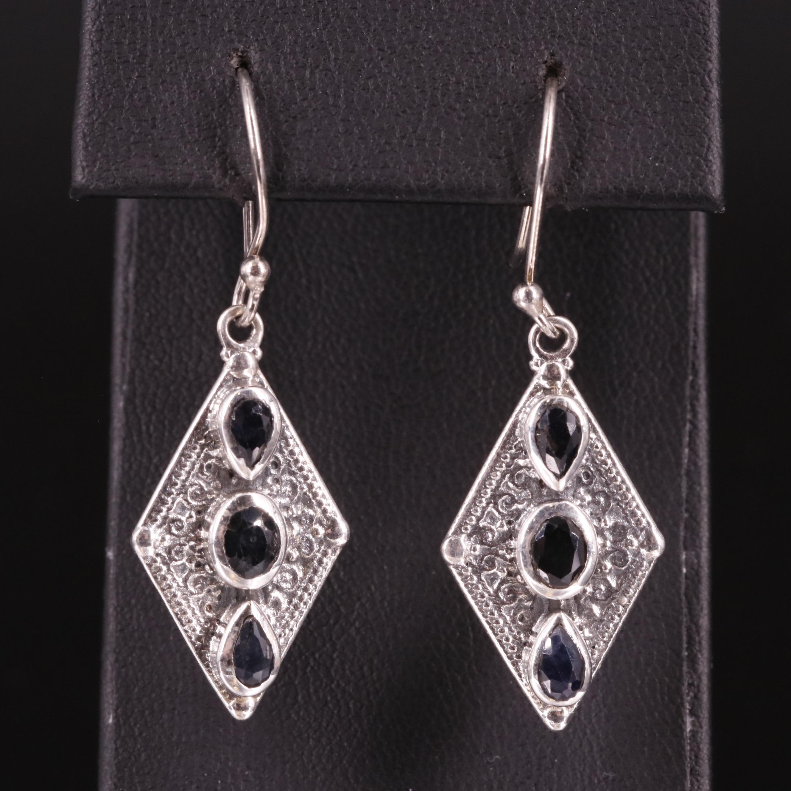 Sterling Sapphire Drop Earrings