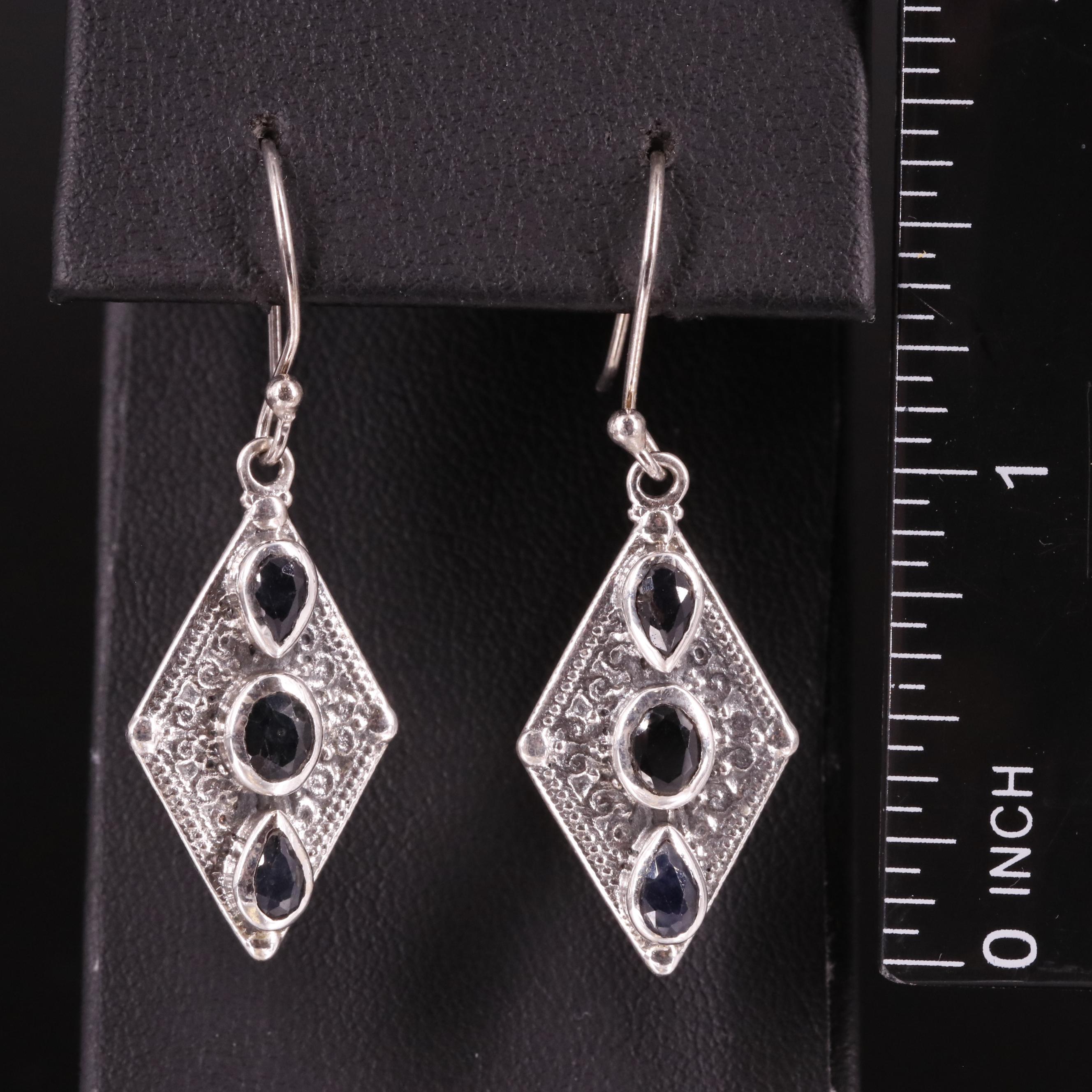 Sterling Sapphire Drop Earrings