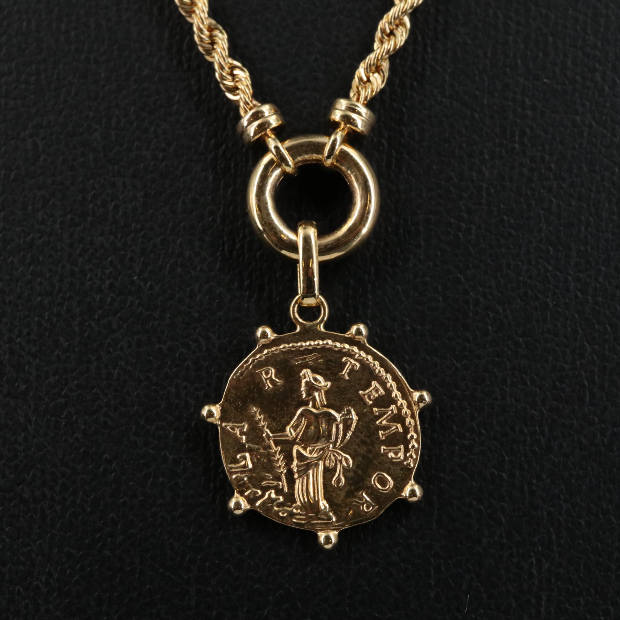 14K Disk Drop Pendant Necklace