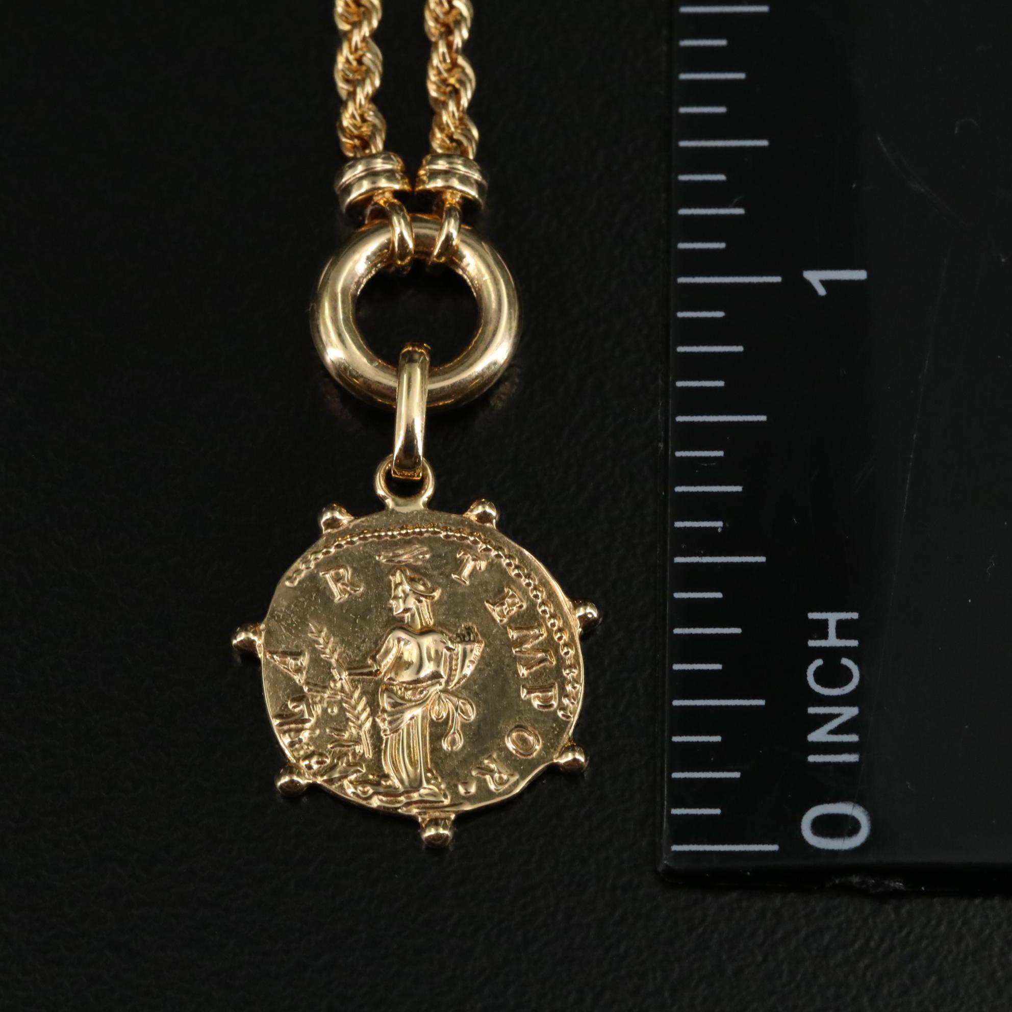 14K Disk Drop Pendant Necklace