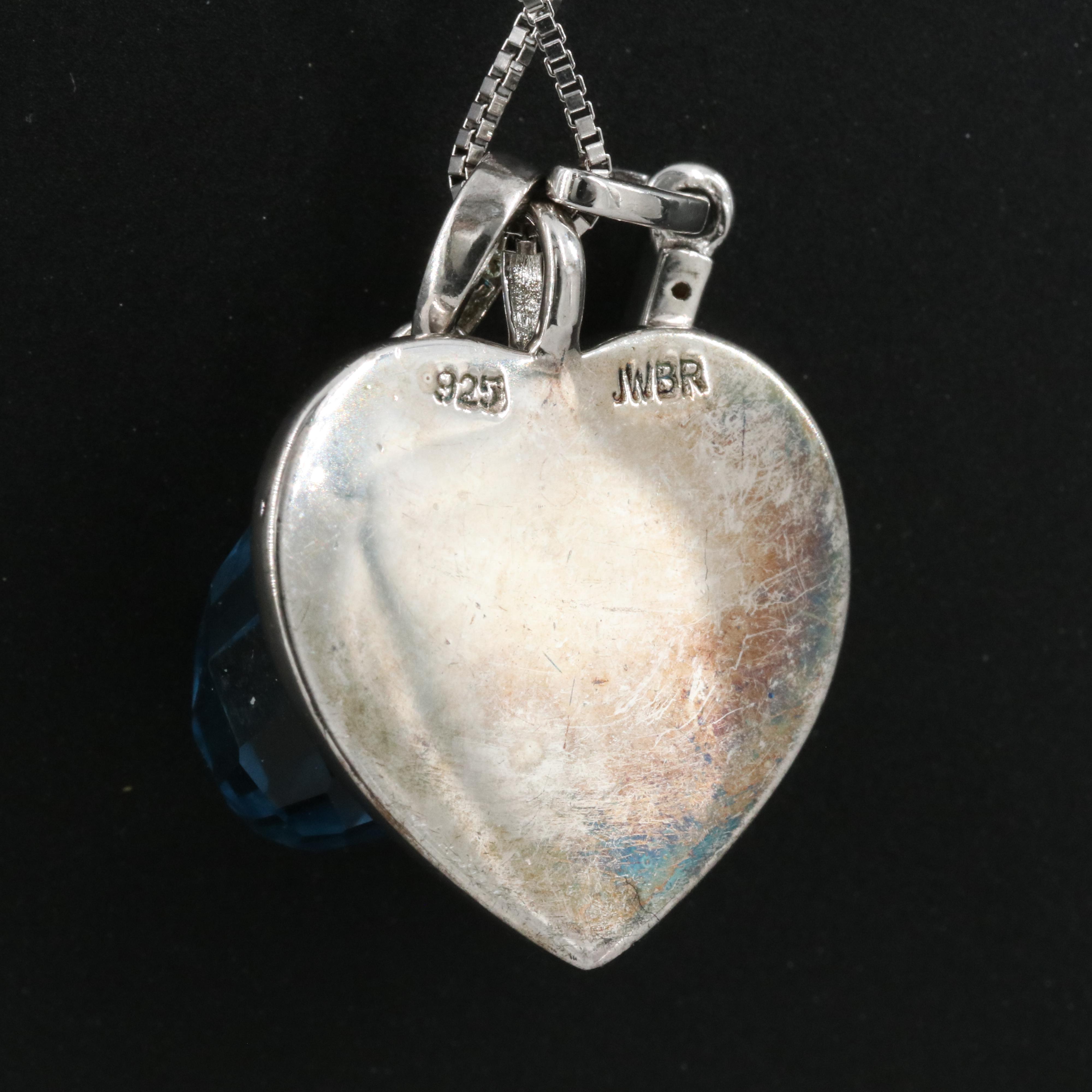 Sterling Topaz and Cubic Zirconia Cross and Faith Heart Pendant Necklace