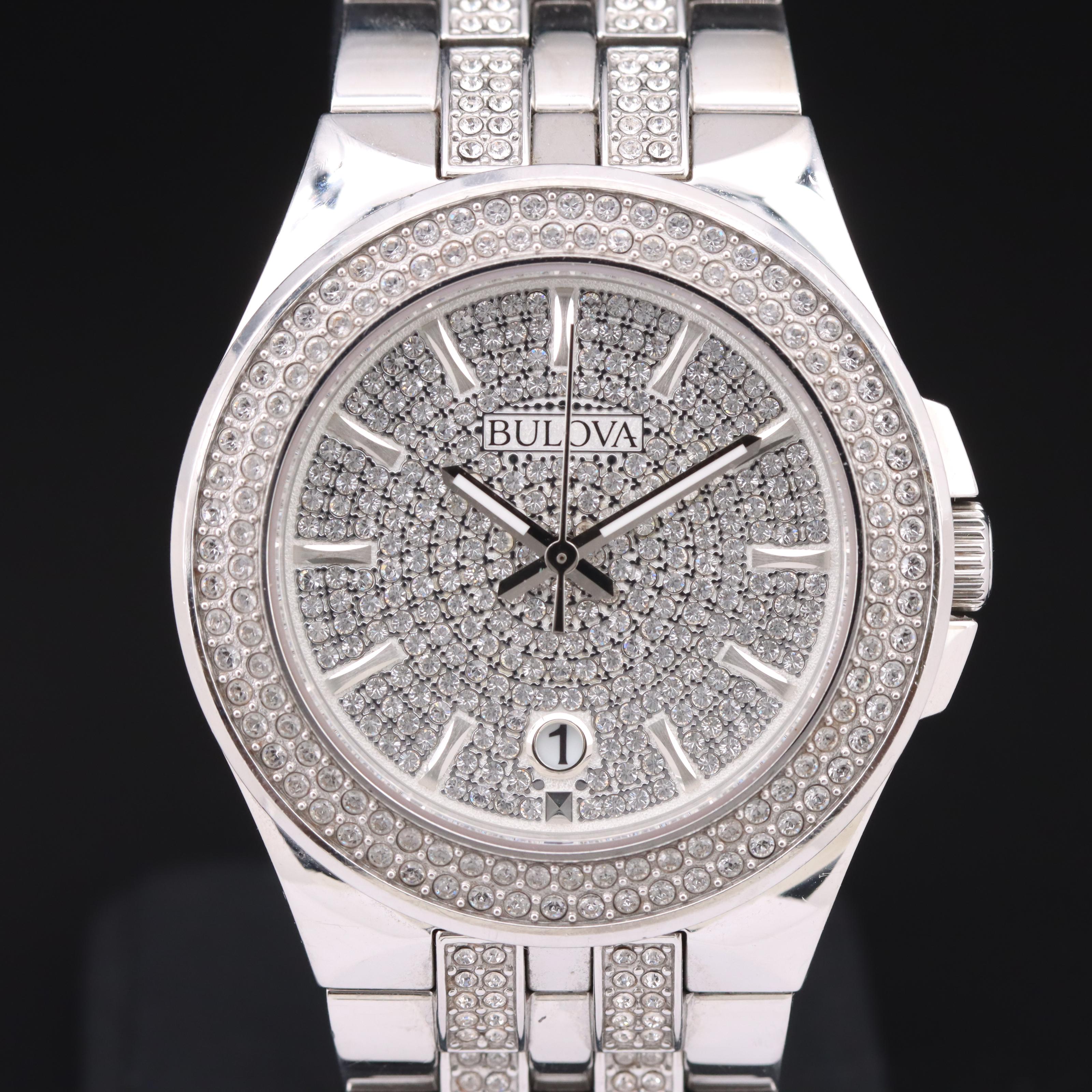 Bulova Phantom Glass Crystals Stainless Steel Watch