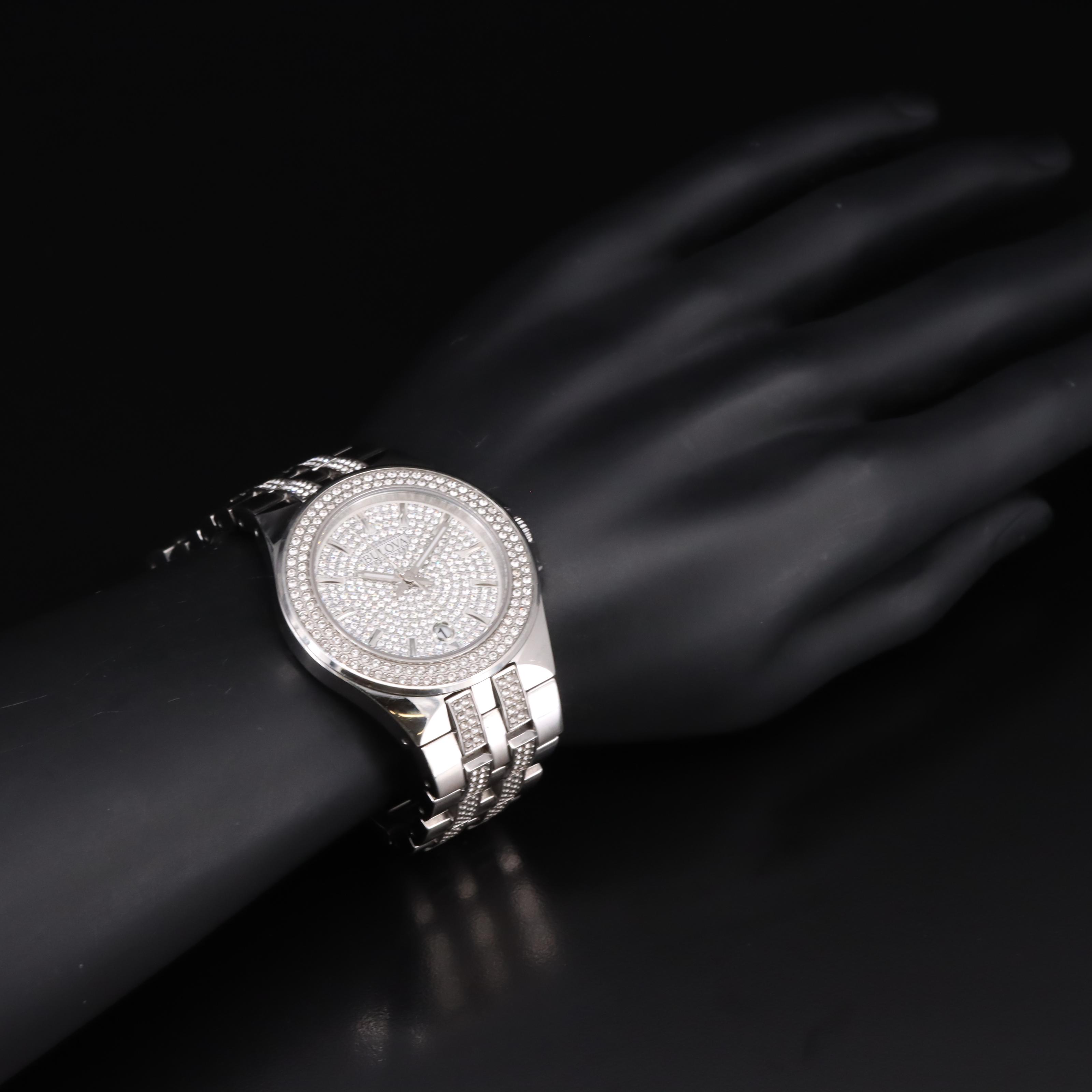 Bulova Phantom Glass Crystals Stainless Steel Watch