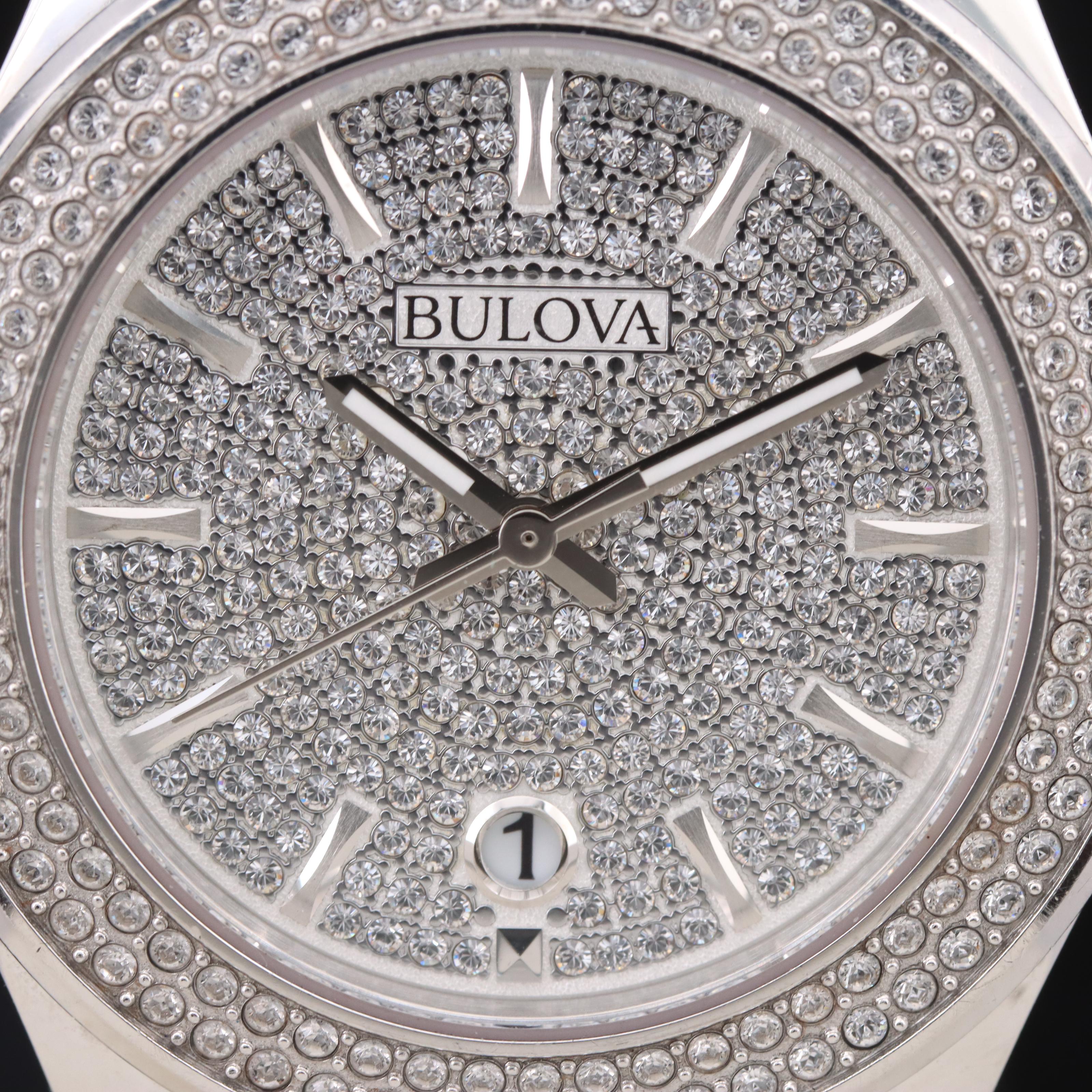 Bulova Phantom Glass Crystals Stainless Steel Watch