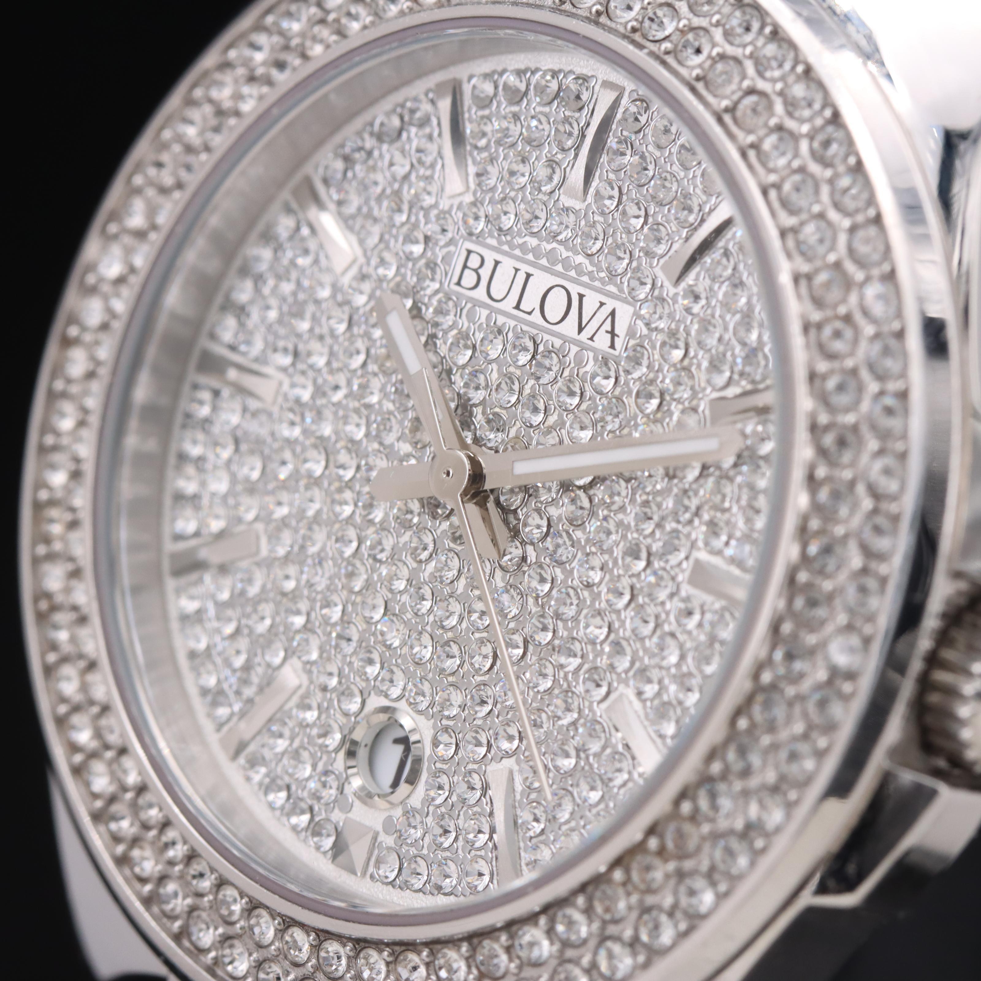 Bulova Phantom Glass Crystals Stainless Steel Watch