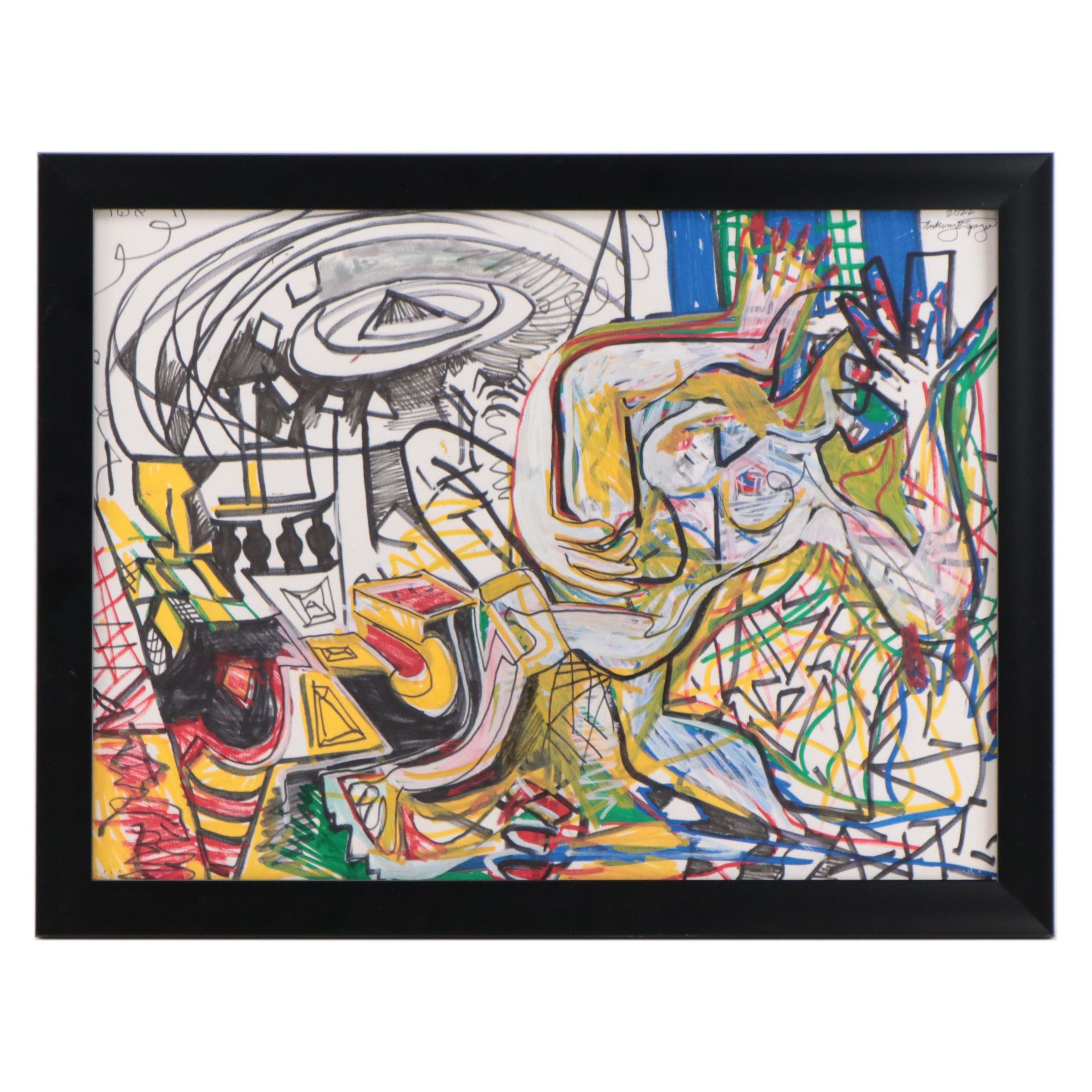 Anthony Ray Springate Jr. Drawing "Spin the Wheel & Buckle Down," 2022