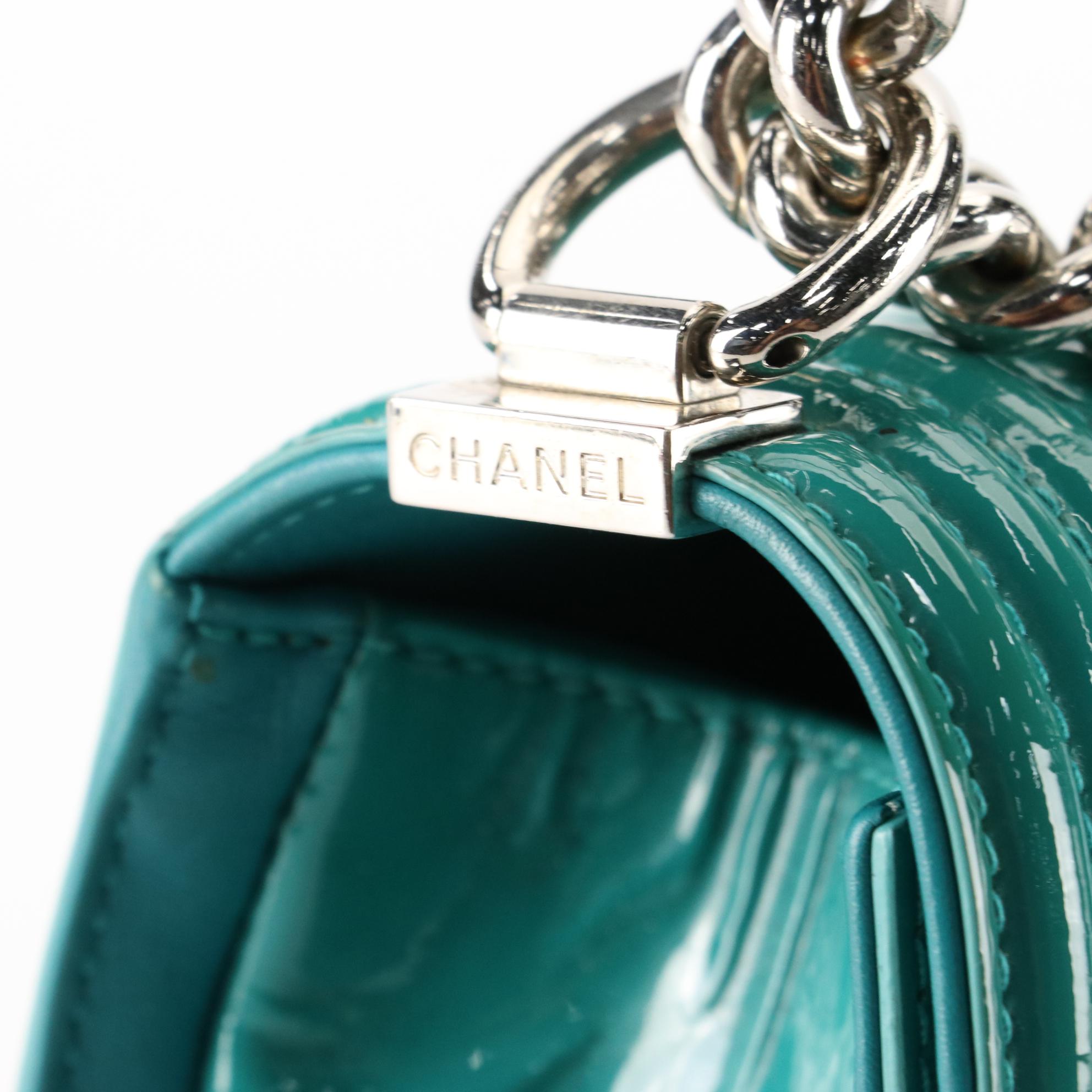 Chanel Boy Bag Medium in Patent Leather with Gourmette Chain