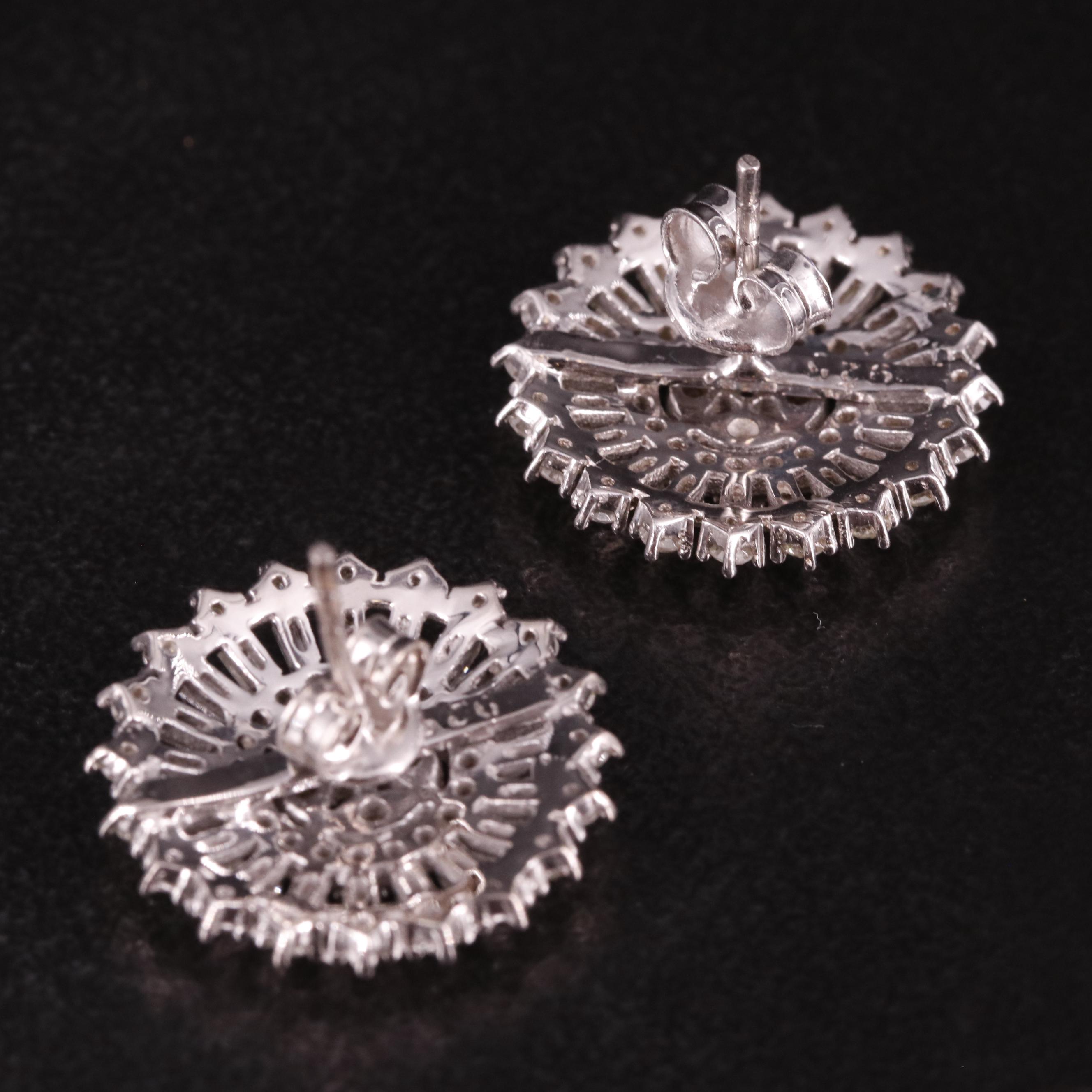 Sterling Diamond Cluster Stud Earrings
