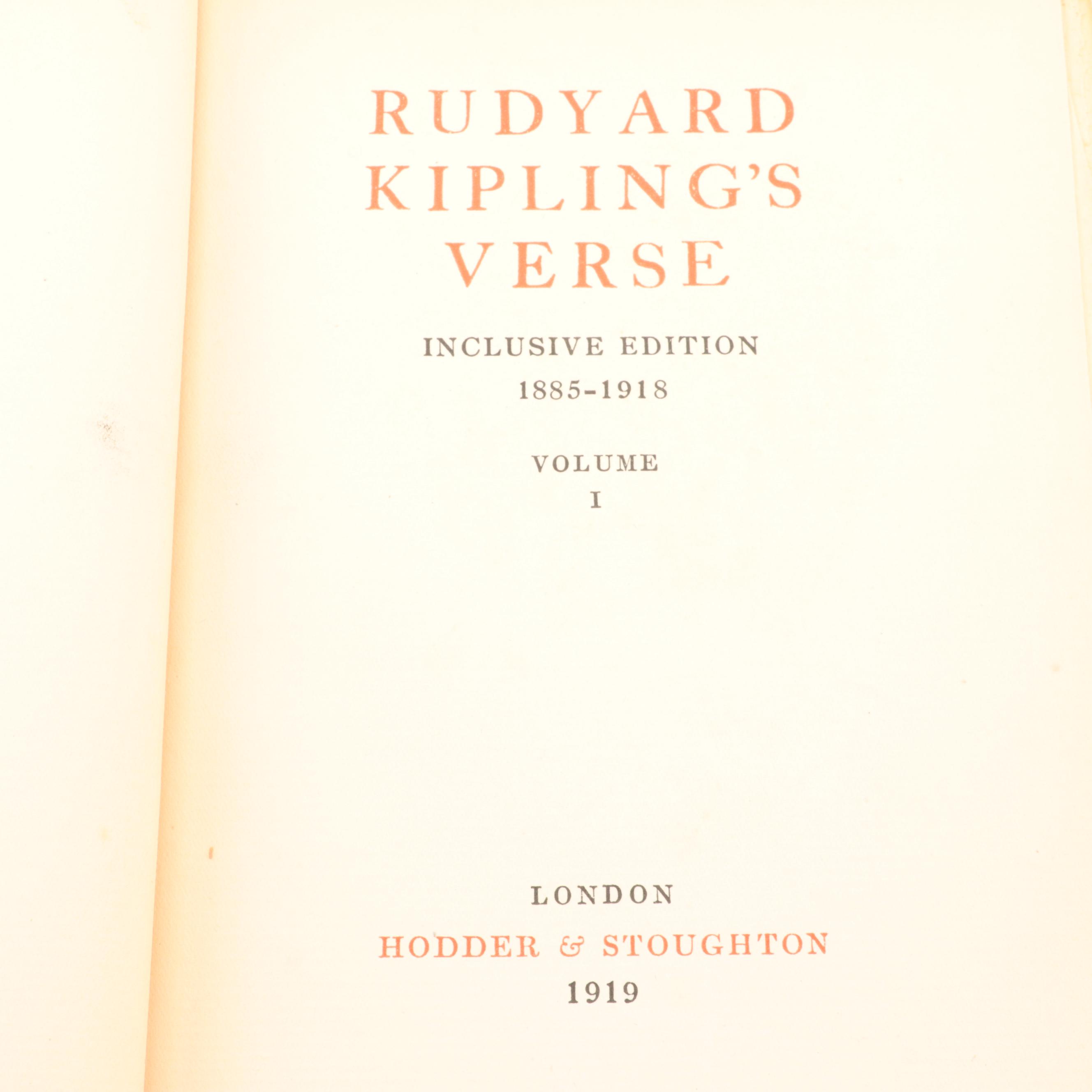 Inclusive Edition "Rudyard Kipling's Verse" Three-Volume Set, 1919