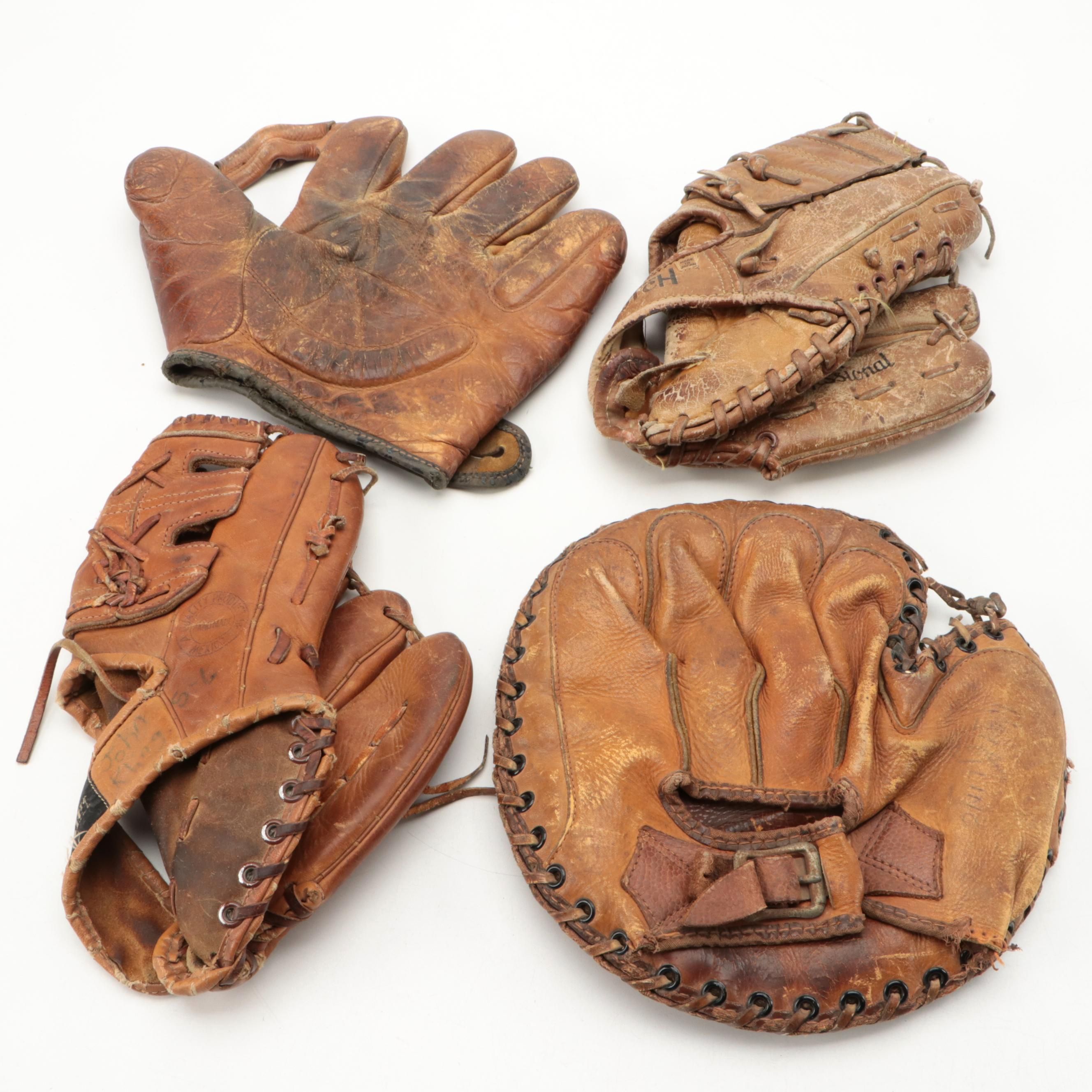 Wilson with Other Baseball Gloves and Mitt, Mid–Late 20th Century
