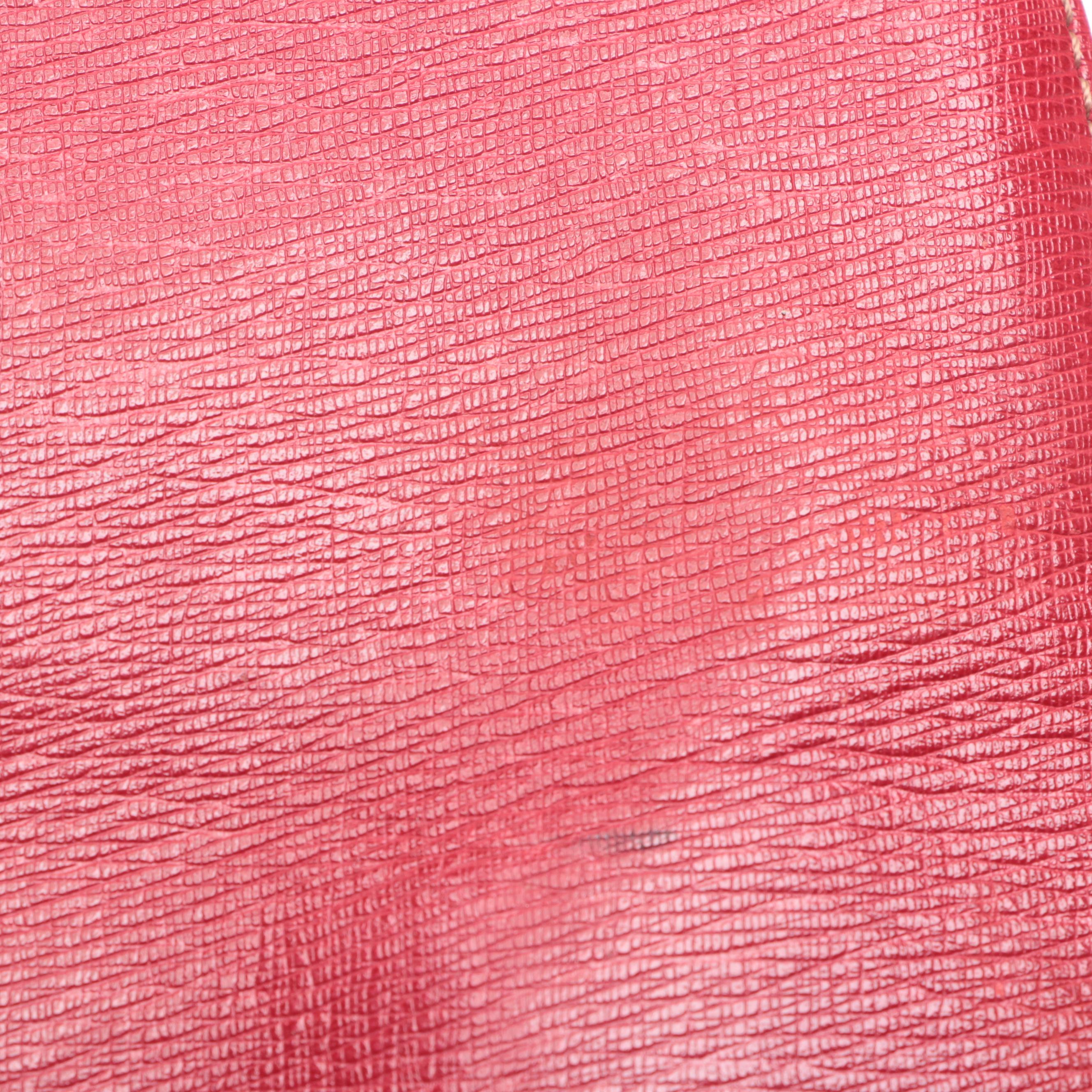 Burberrys Top Handle Handbag in Red Cross Grain Textured and Patent Leather