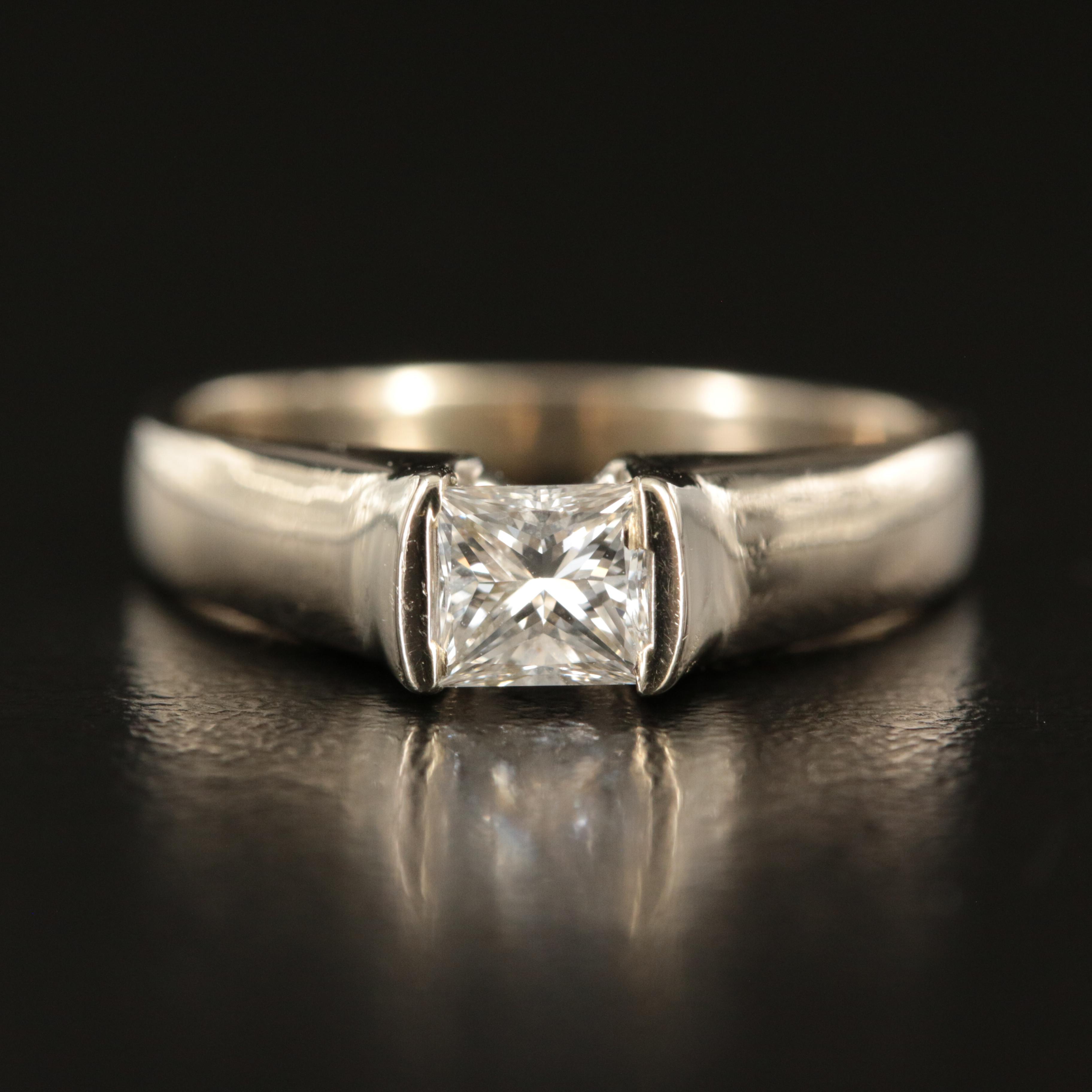 14K 0.62 CT Diamond Cathedral Set Solitaire Ring