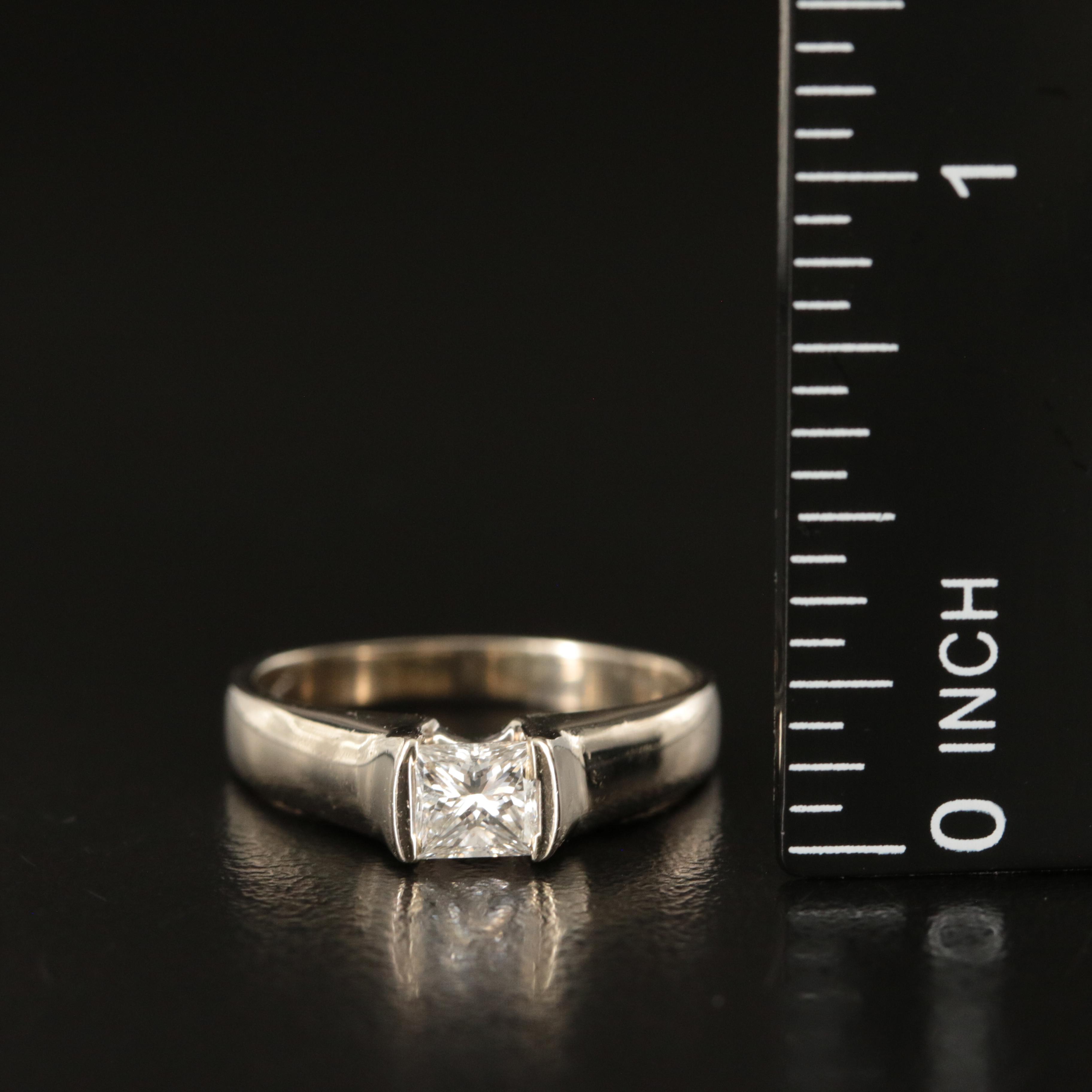 14K 0.62 CT Diamond Cathedral Set Solitaire Ring