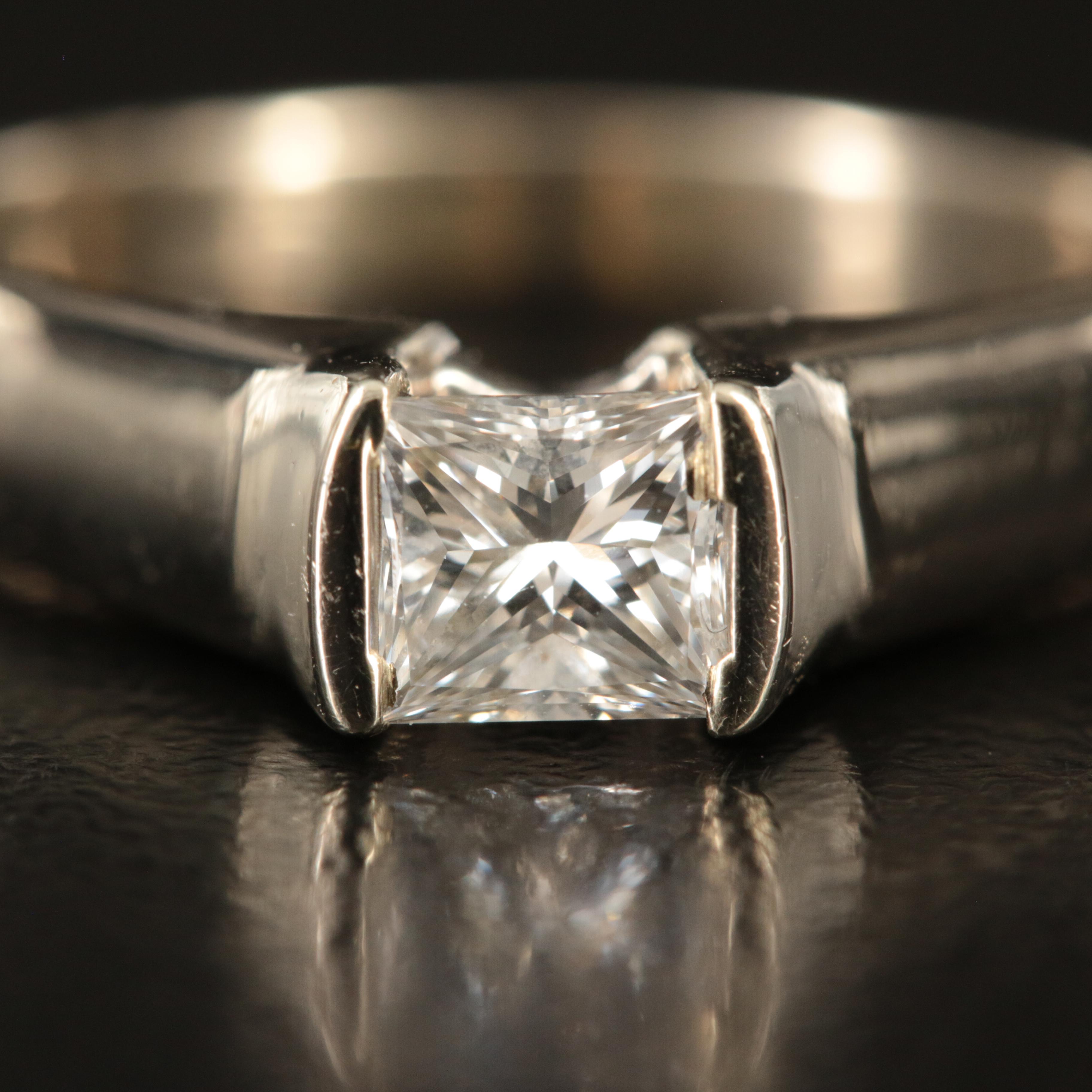 14K 0.62 CT Diamond Cathedral Set Solitaire Ring