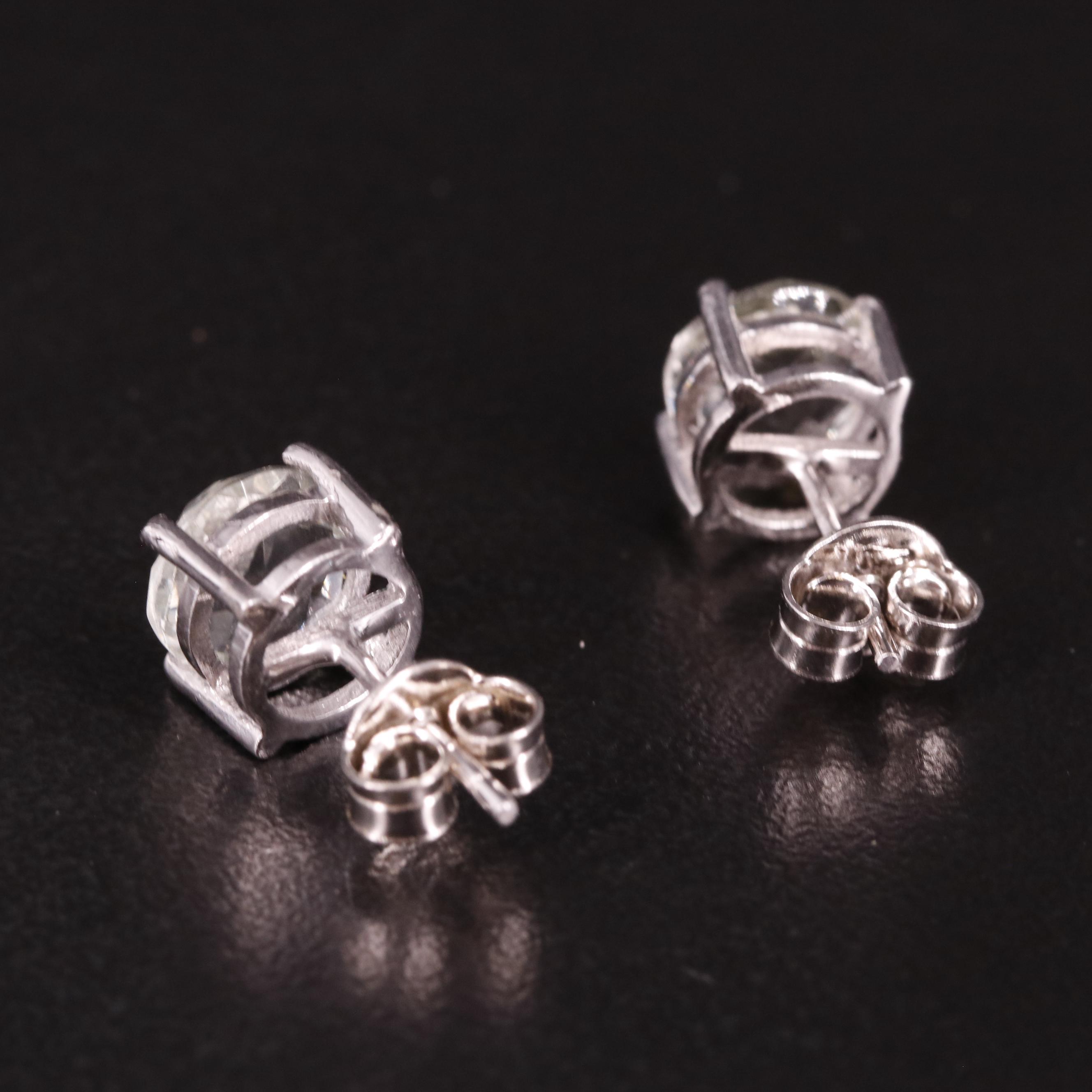 Sterling Prasiolite Solitaire Stud Earrings