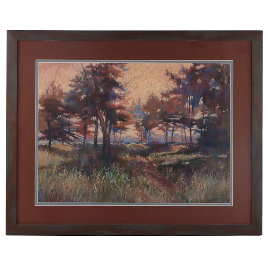 Marianna McDonald Forest Landscape Pastel Drawing, 1985