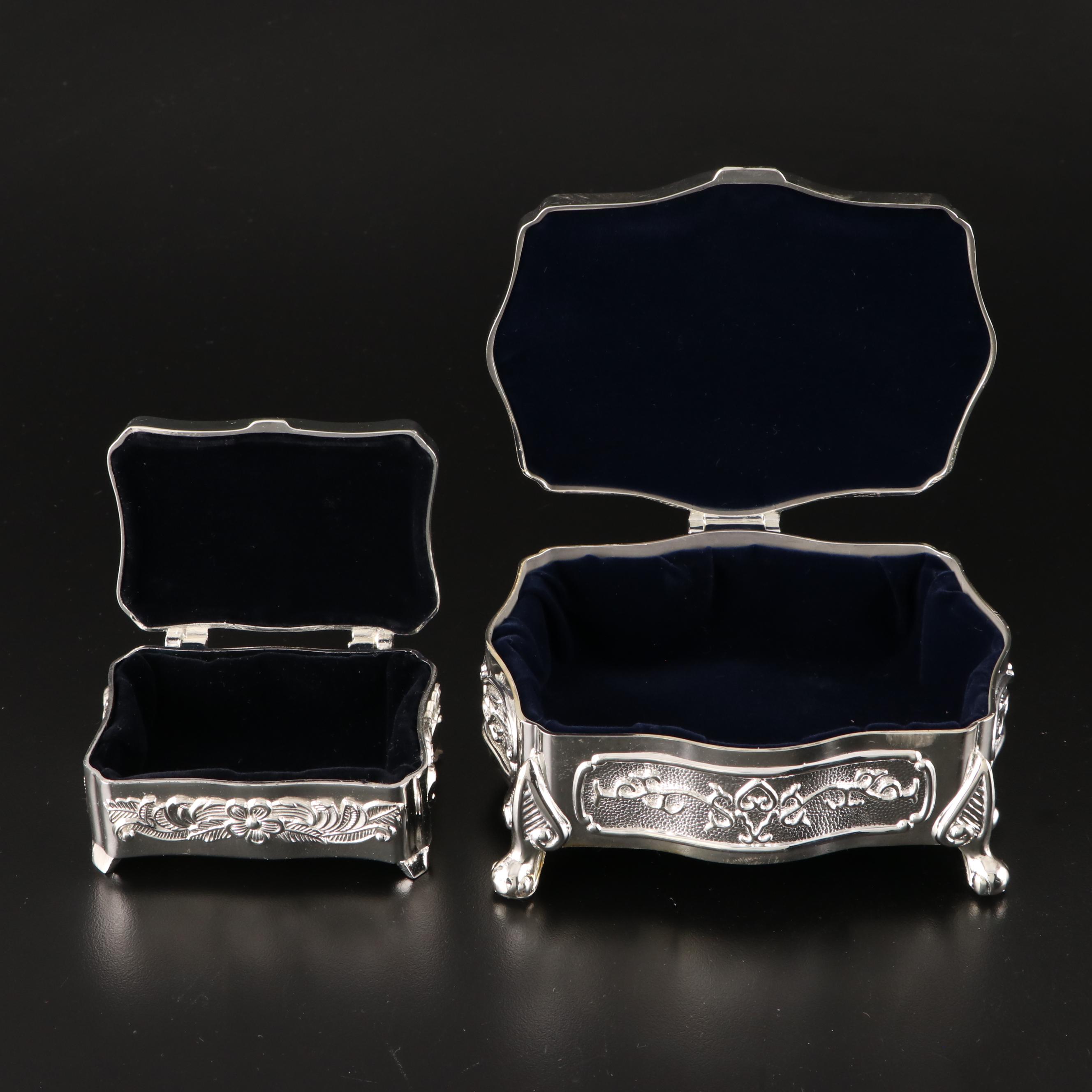 Humpty Dumpty and Hippo Silver and Pewter Finish Banks and Jewelry Boxes