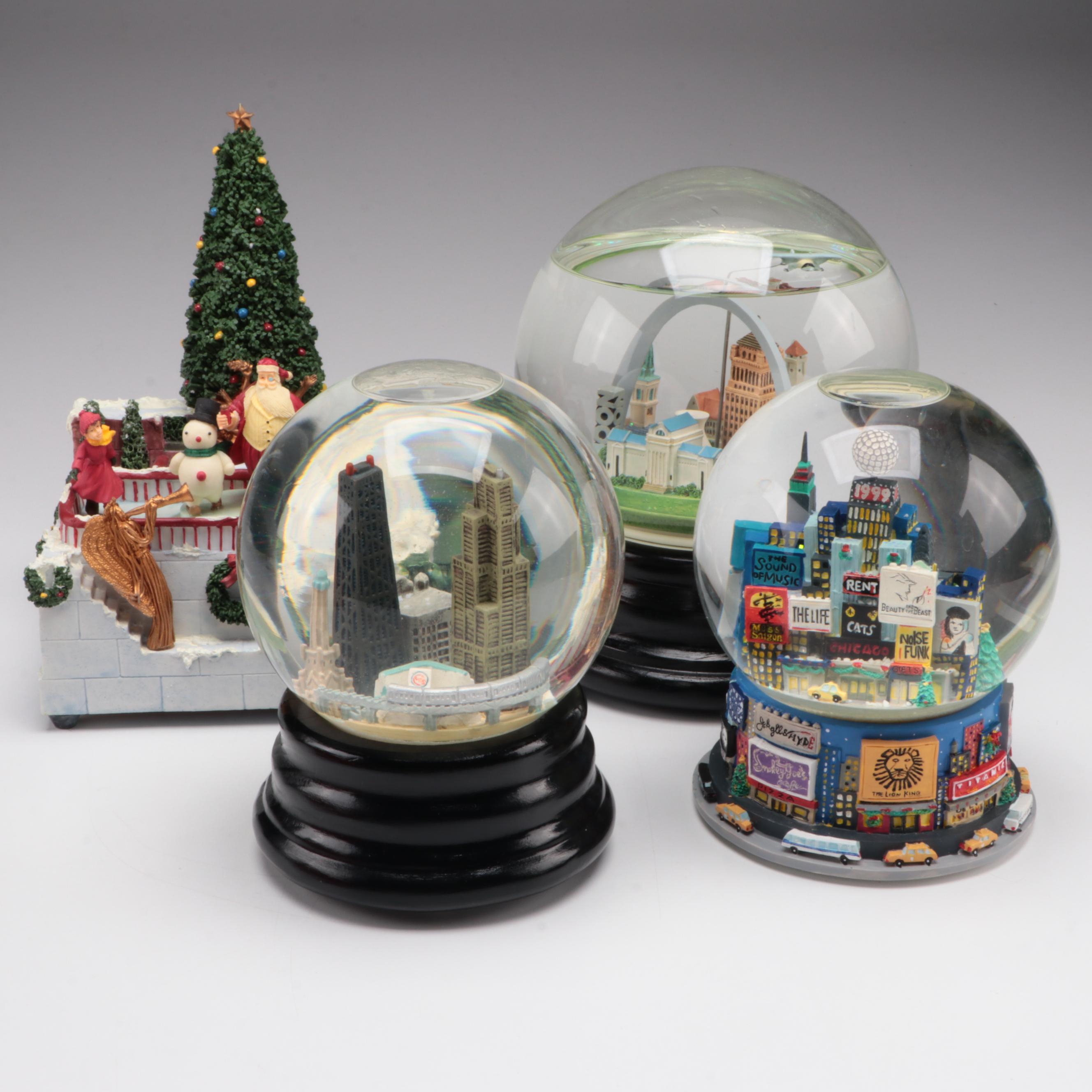 Musical Snow Globes Including St Louis With Christmas Music Box