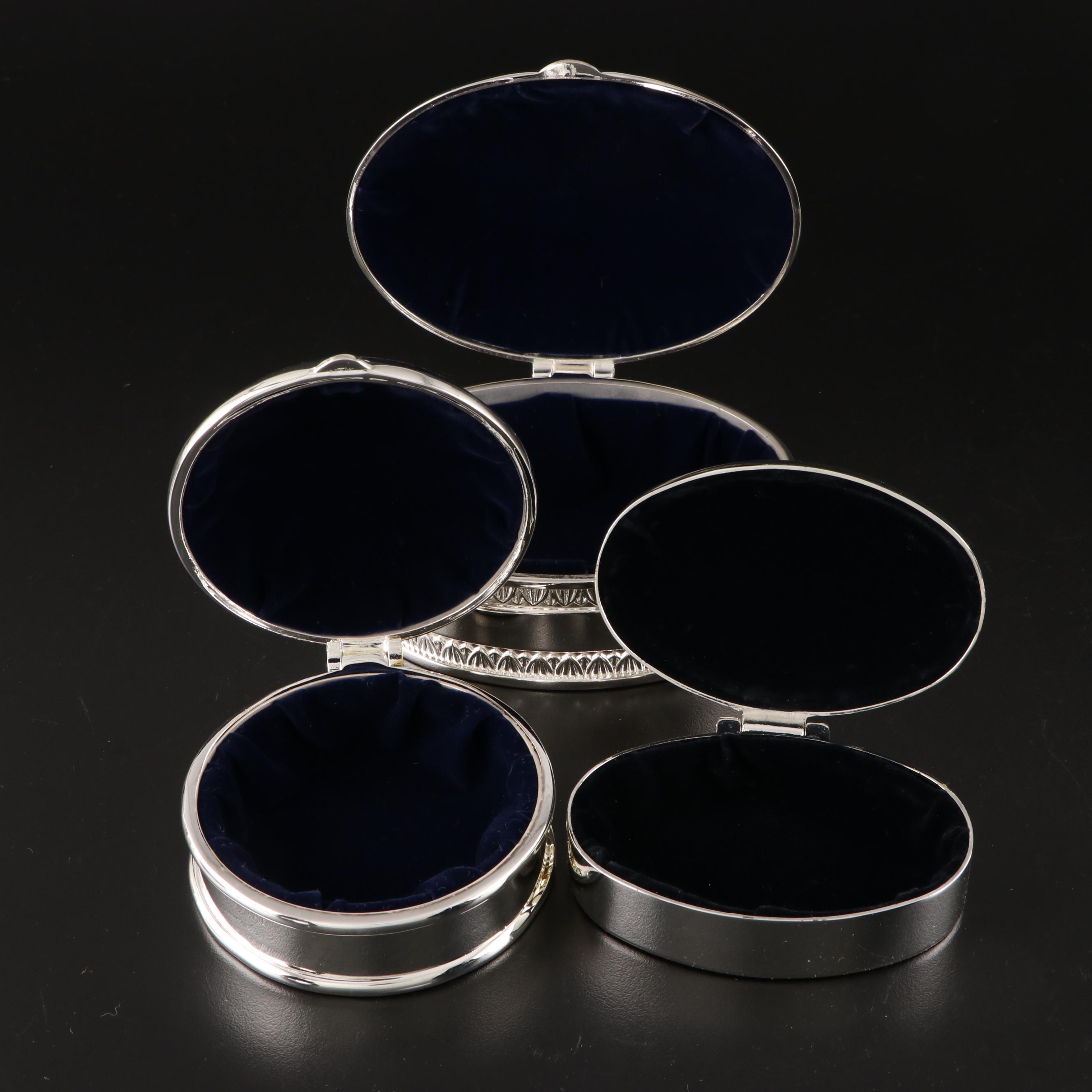 Humpty Dumpty and Hippo Silver and Pewter Finish Banks and Jewelry Boxes