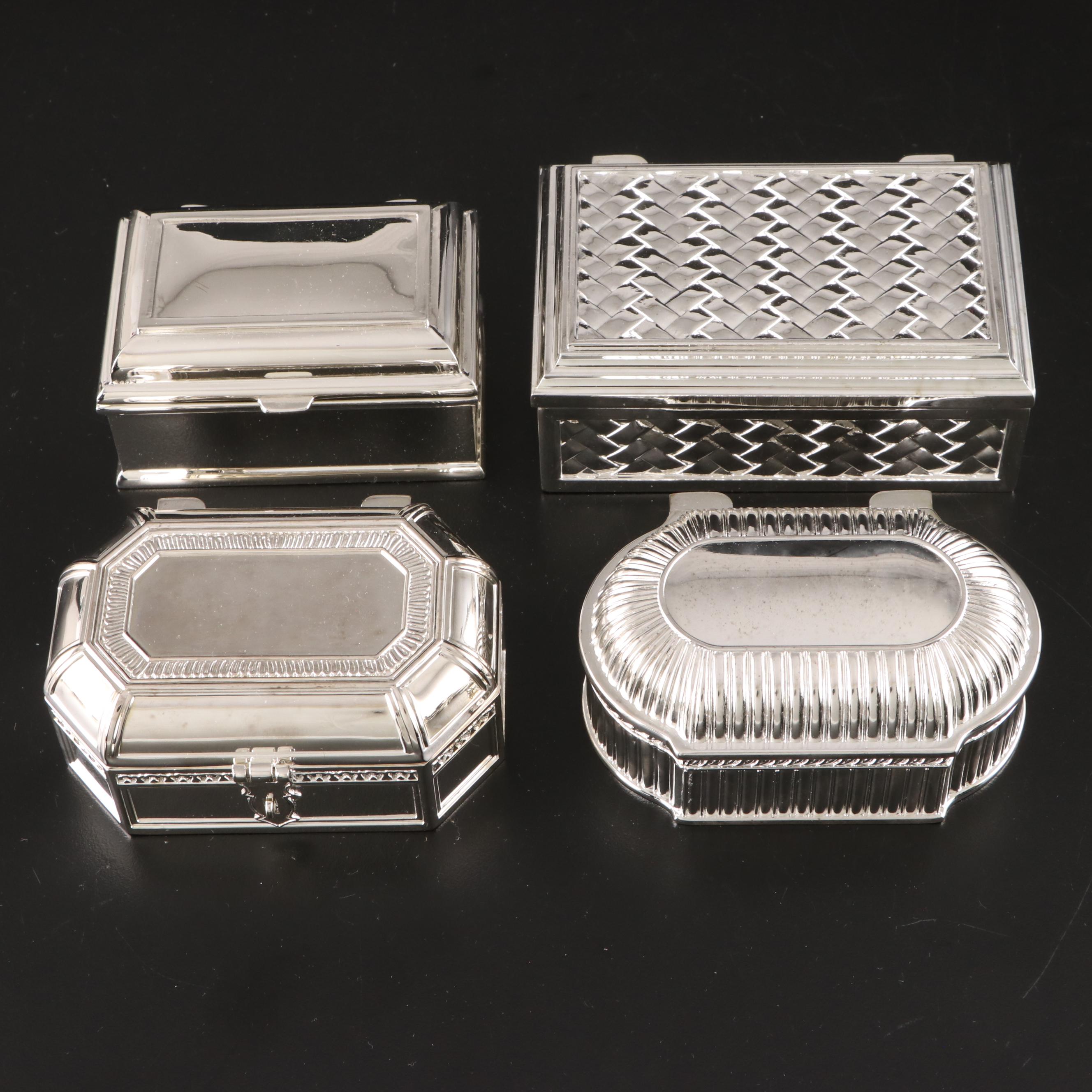 Humpty Dumpty and Hippo Silver and Pewter Finish Banks and Jewelry Boxes