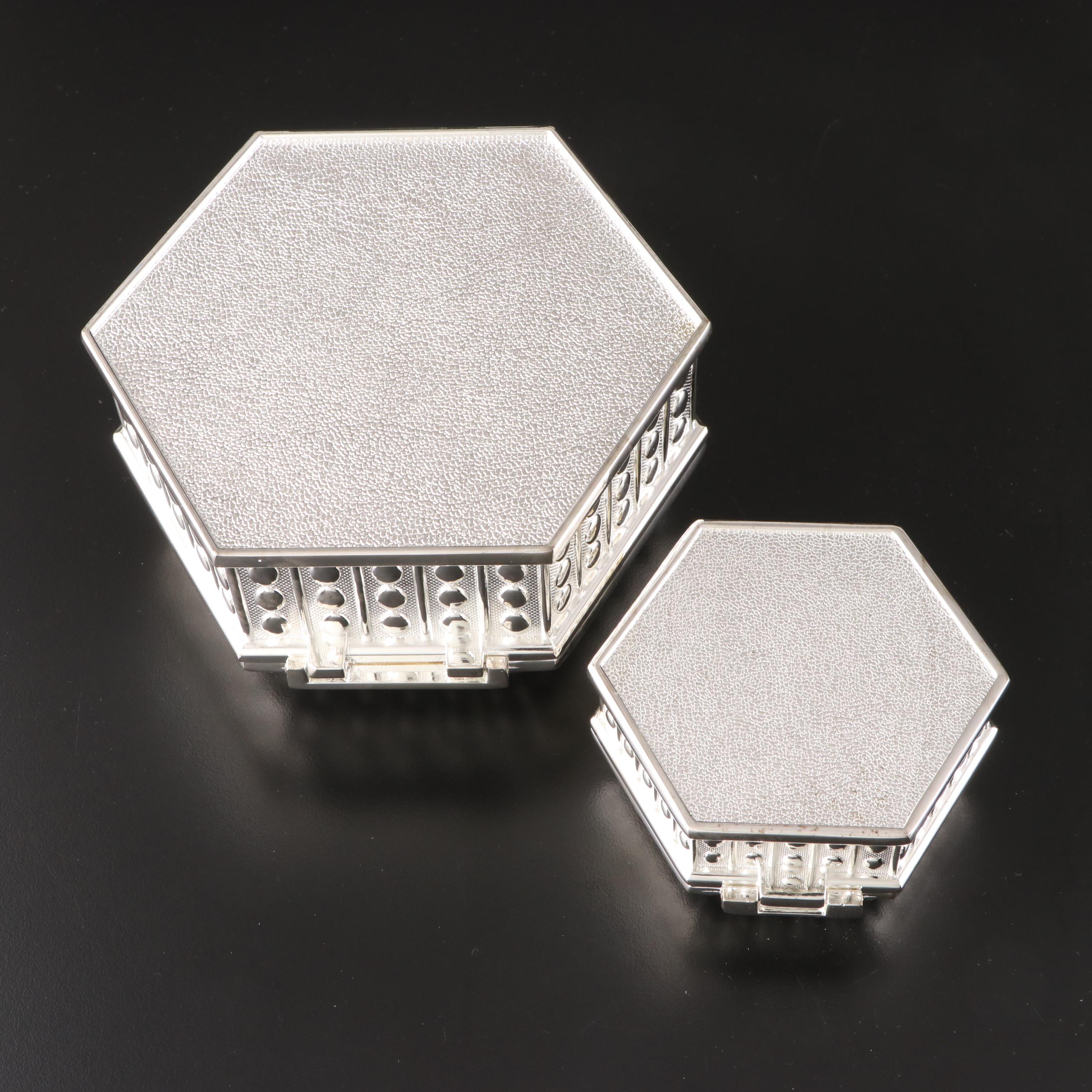 Humpty Dumpty and Hippo Silver and Pewter Finish Banks and Jewelry Boxes