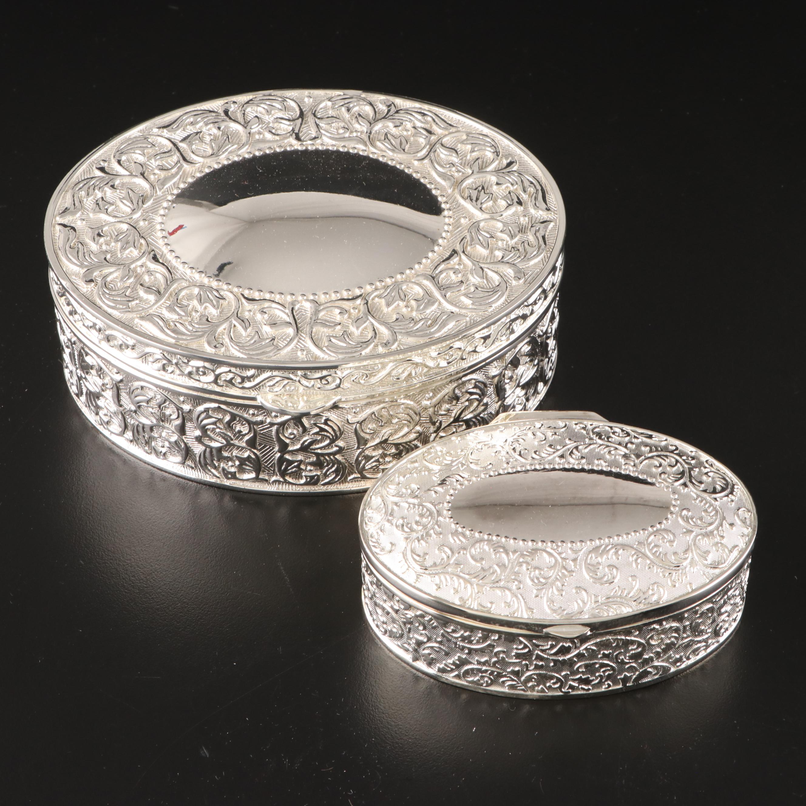 Humpty Dumpty and Hippo Silver and Pewter Finish Banks and Jewelry Boxes