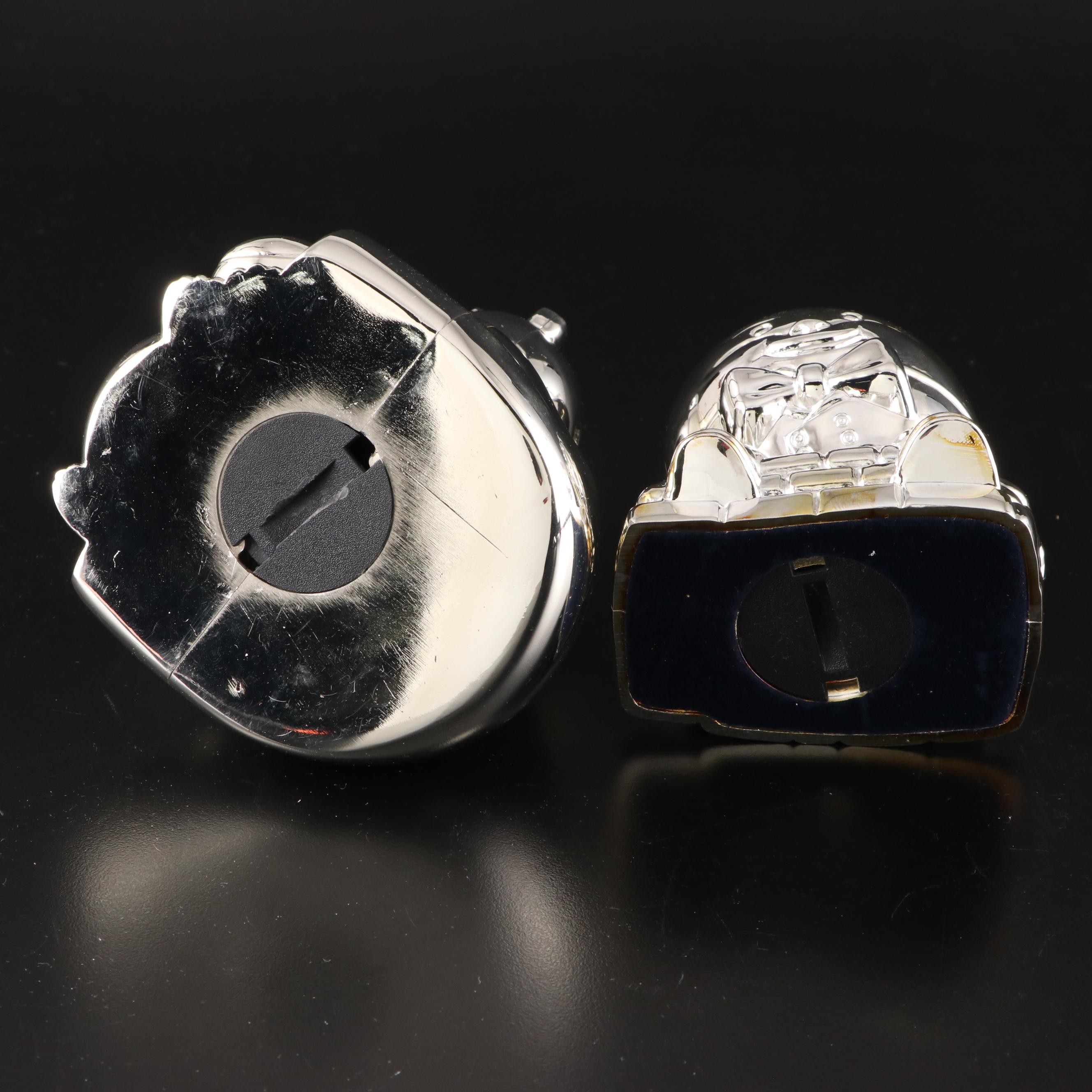 Humpty Dumpty and Hippo Silver and Pewter Finish Banks and Jewelry Boxes