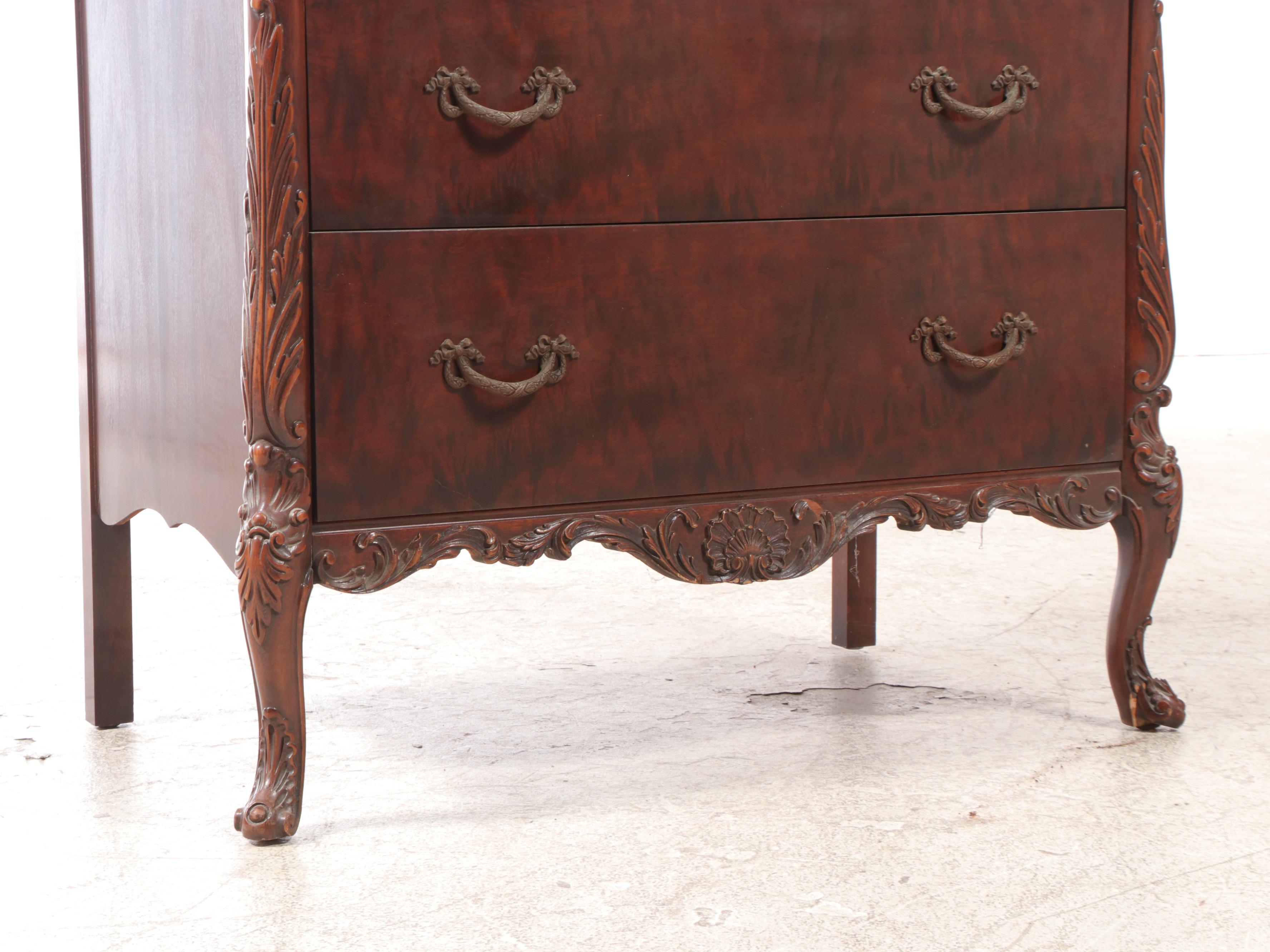 Romweber Louis XV Style Mahogany Five-Drawer Dresser, Early 20th Century