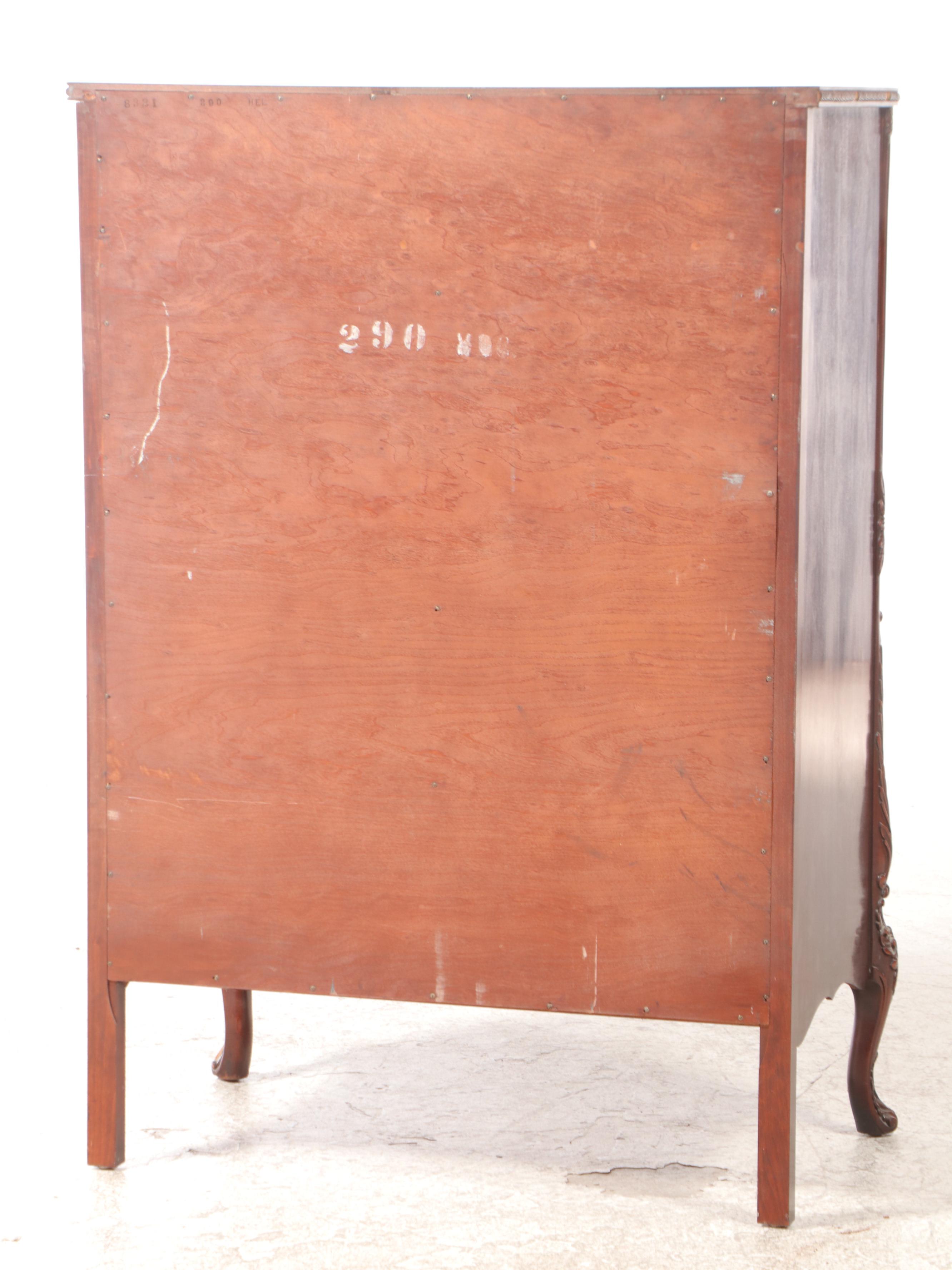 Romweber Louis XV Style Mahogany Five-Drawer Dresser, Early 20th Century