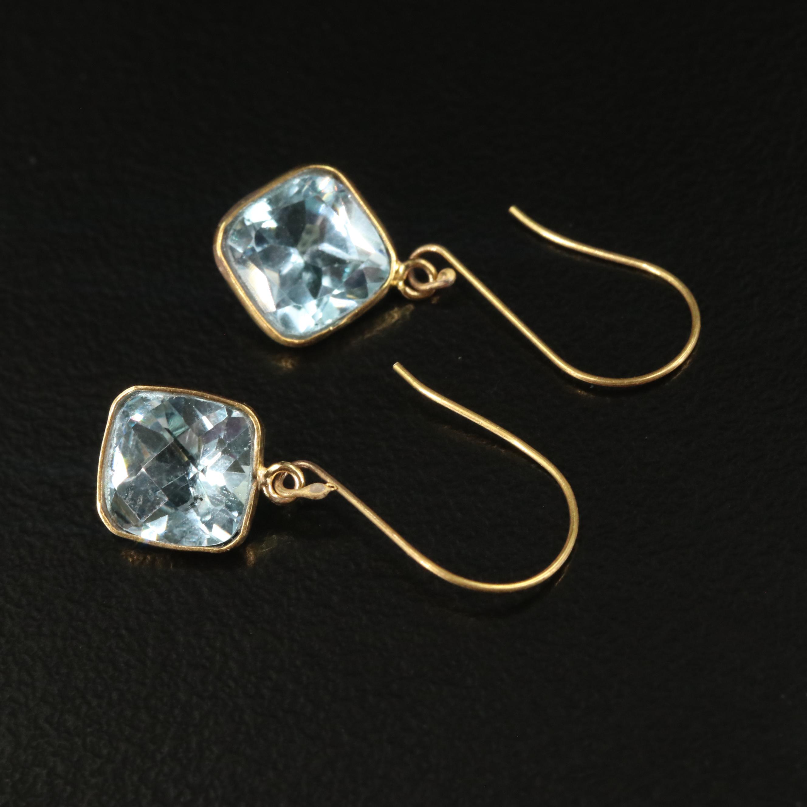 14K Blue Topaz Drop Earrings