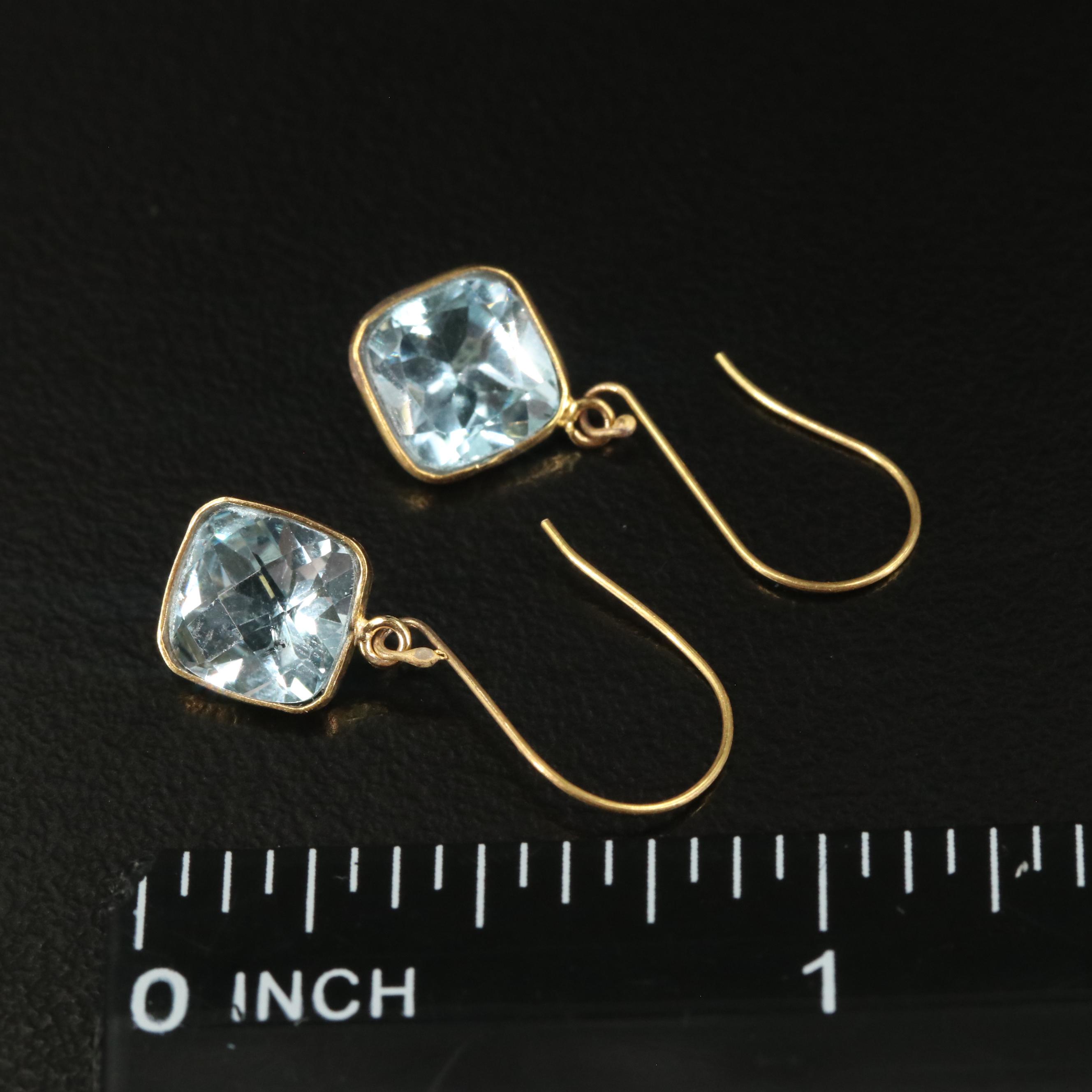 14K Blue Topaz Drop Earrings