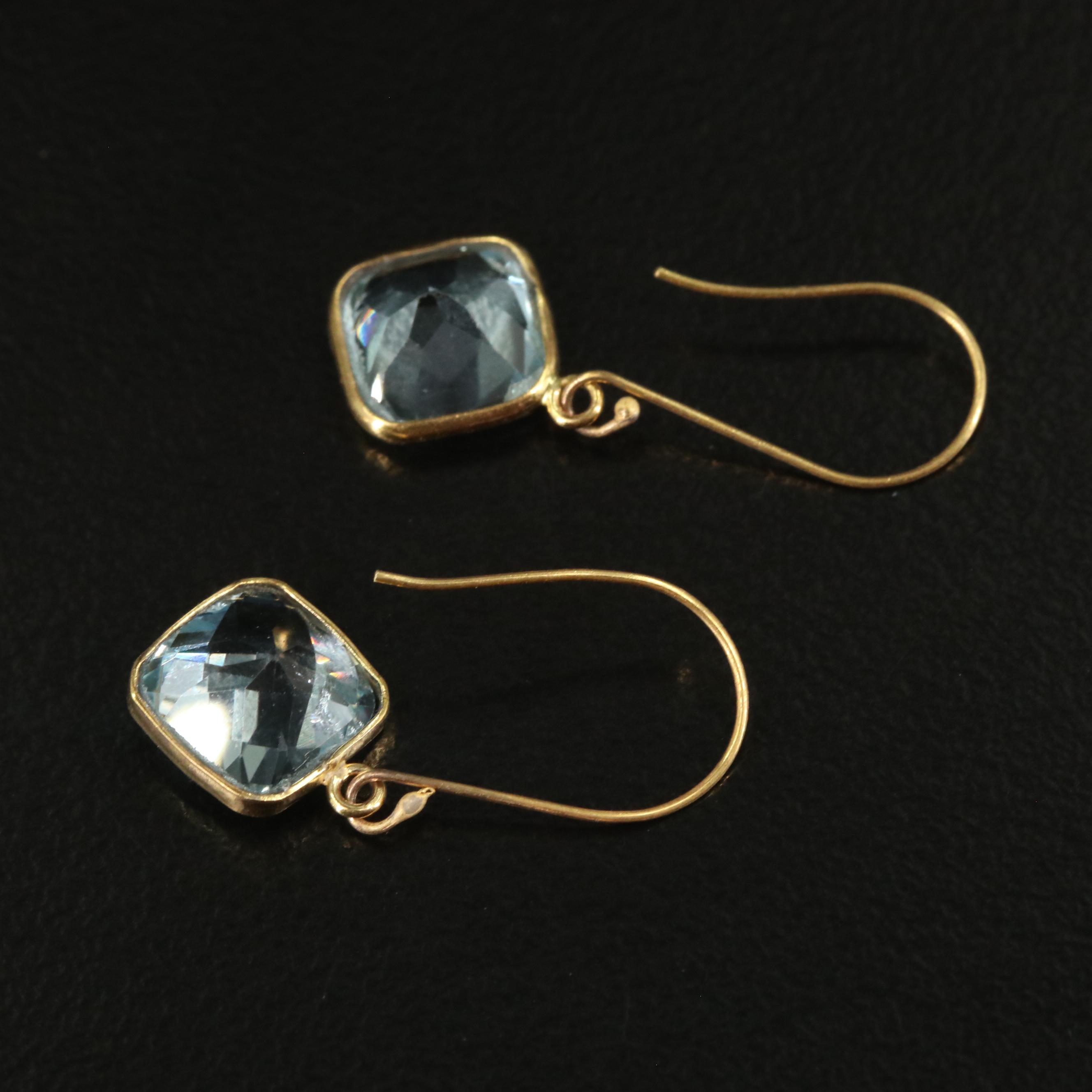 14K Blue Topaz Drop Earrings