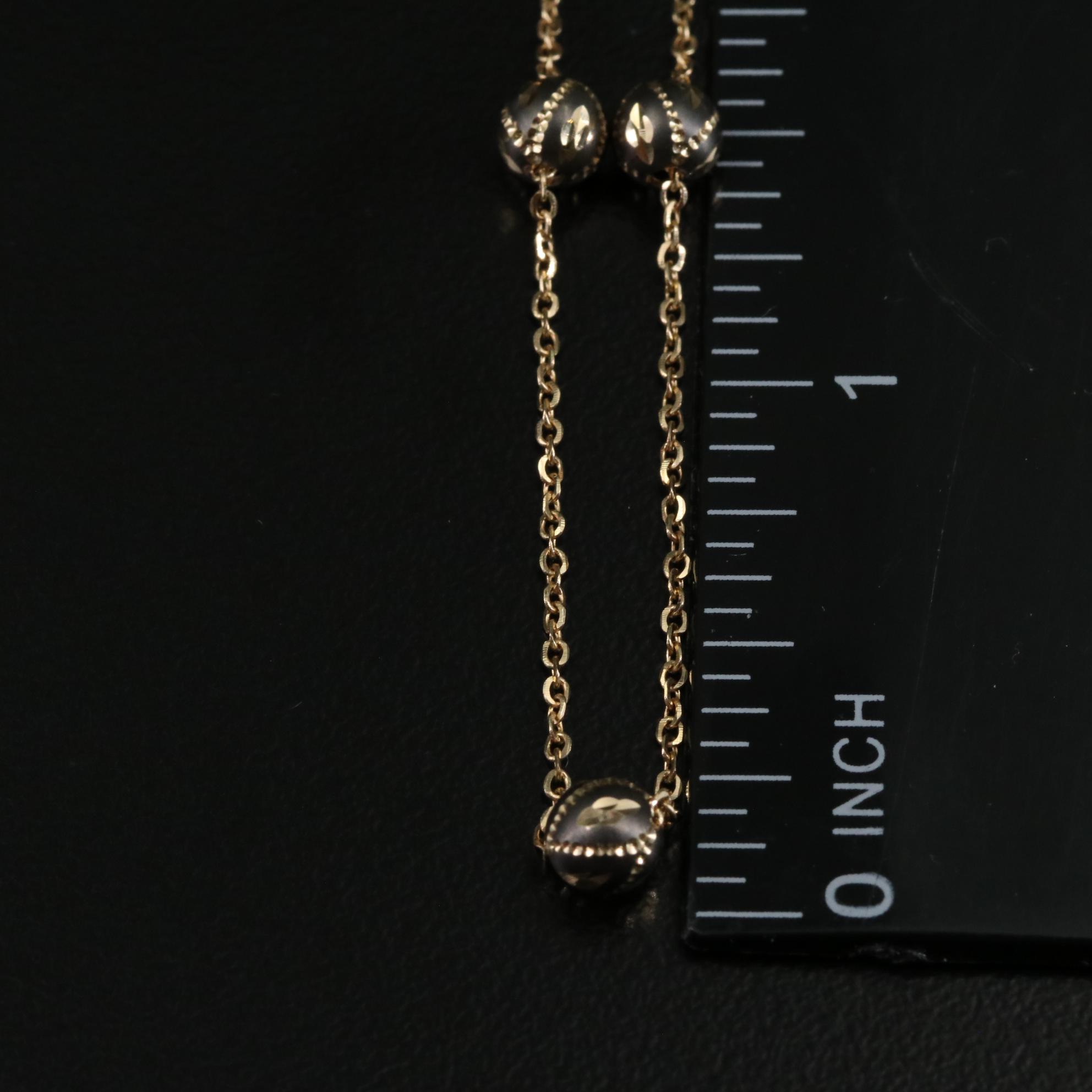 14K Stationary Textured Beads Necklace