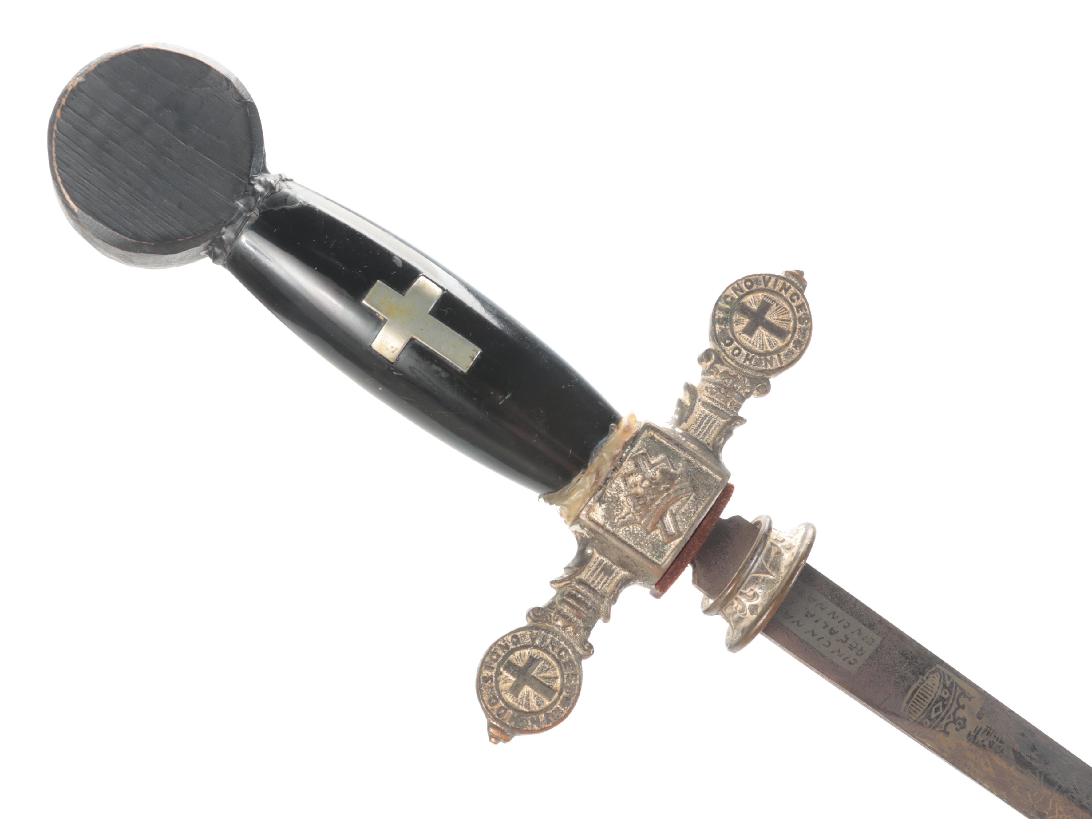 Masonic Knights Templar Ceremonial Sword and Scabbard, Early to Mid 20th Century
