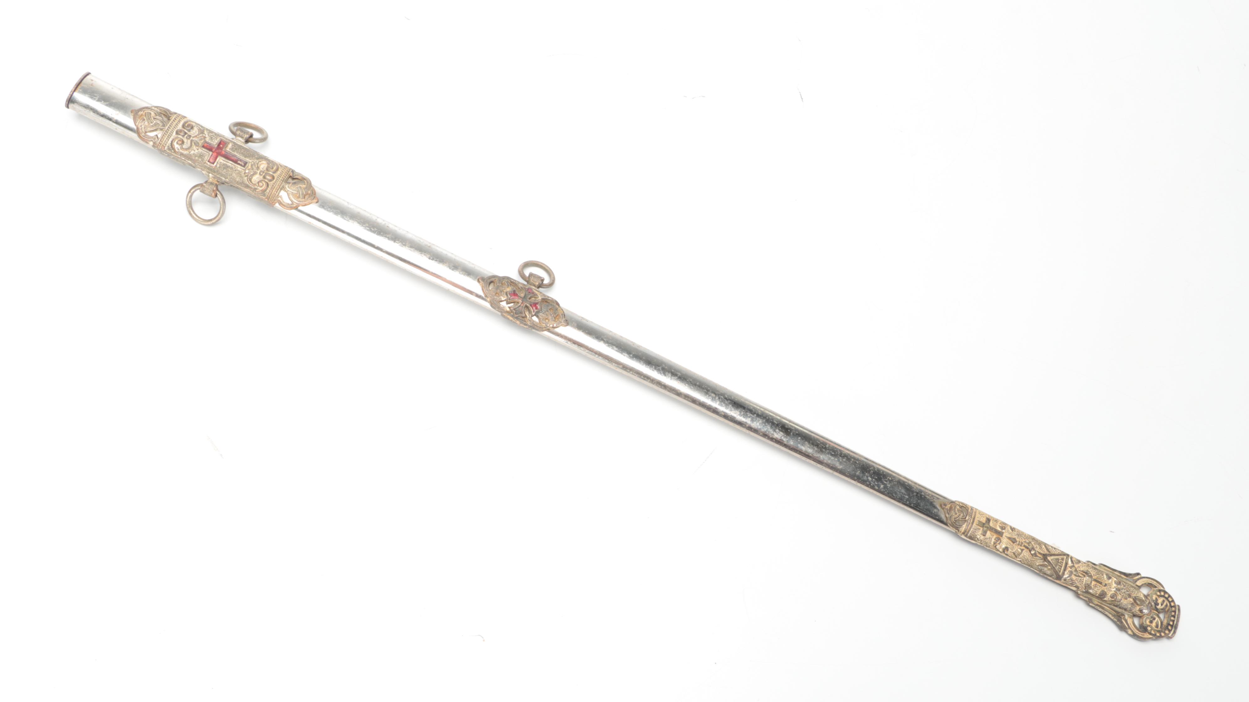 Masonic Knights Templar Ceremonial Sword and Scabbard, Early to Mid 20th Century