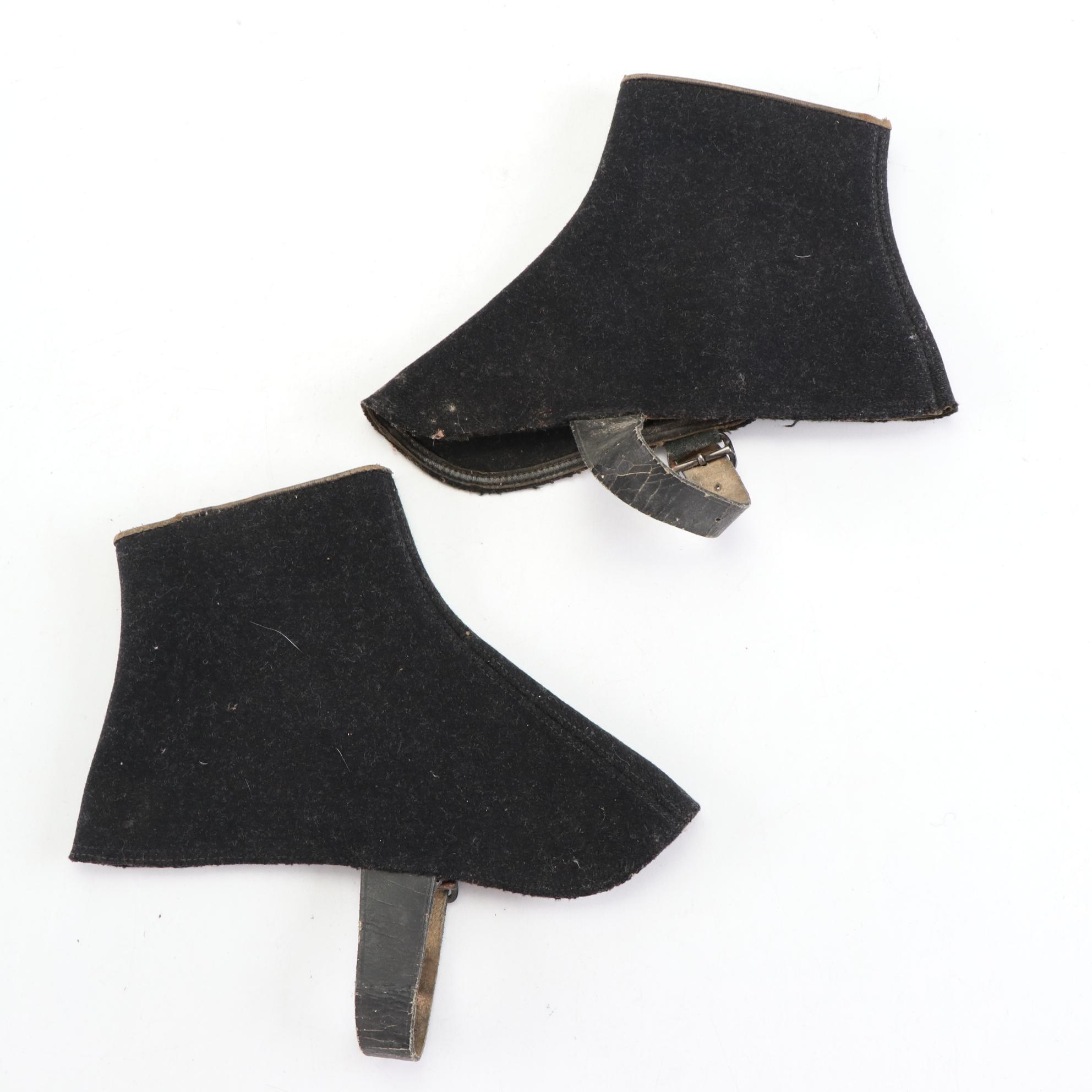 Black Wool and Leather Spats, Late 19th-Early 20th Century