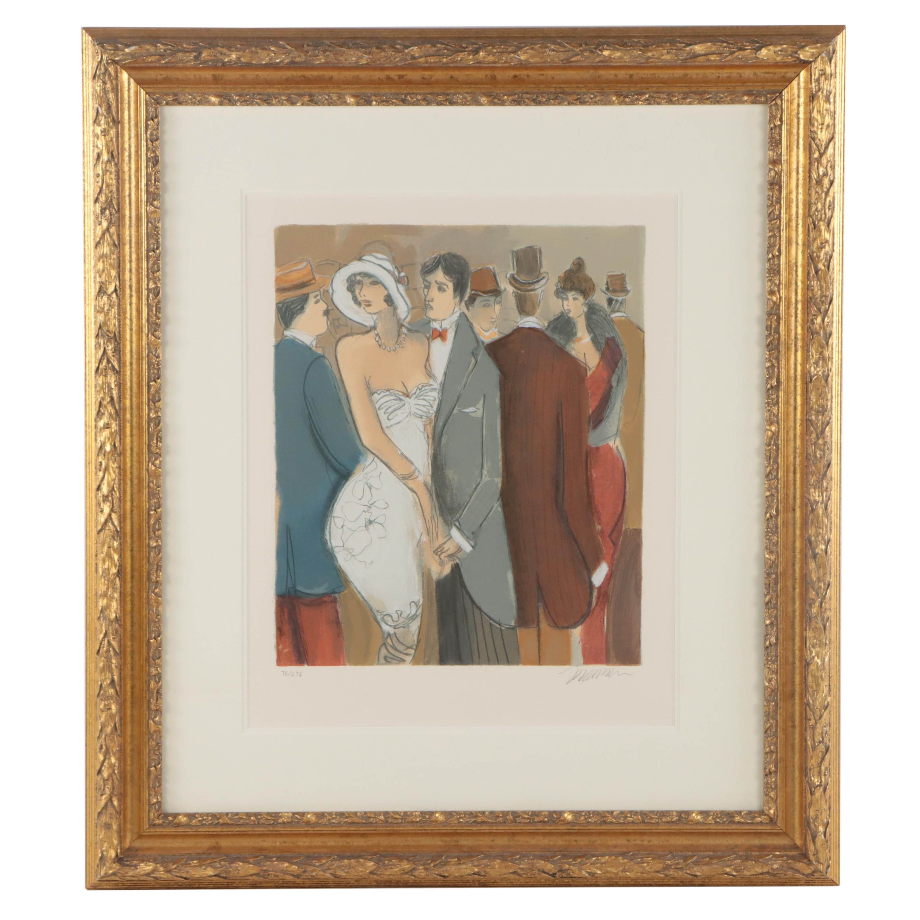 Isaac Maimon Serigraph of a Party Scene, Late 20th Century