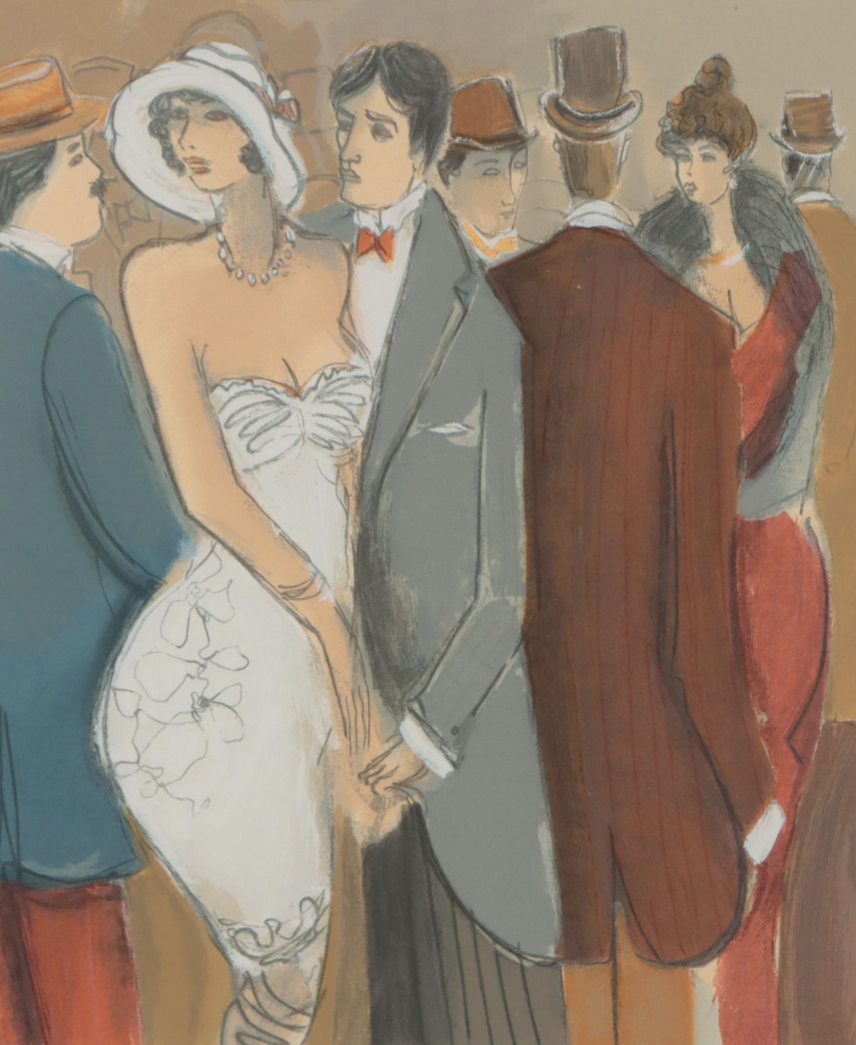 Isaac Maimon Serigraph of a Party Scene, Late 20th Century