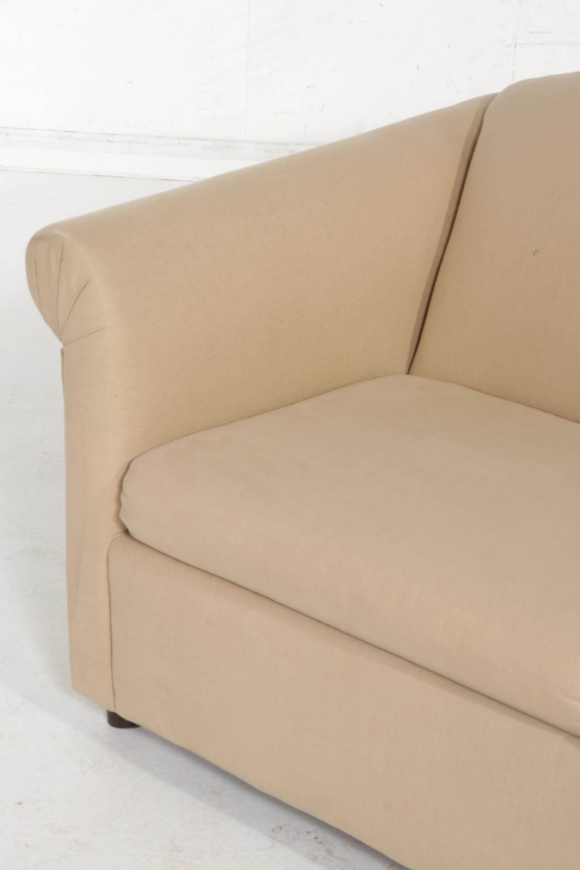 Linen-Upholstered Two-Seat Sleeper Sofa