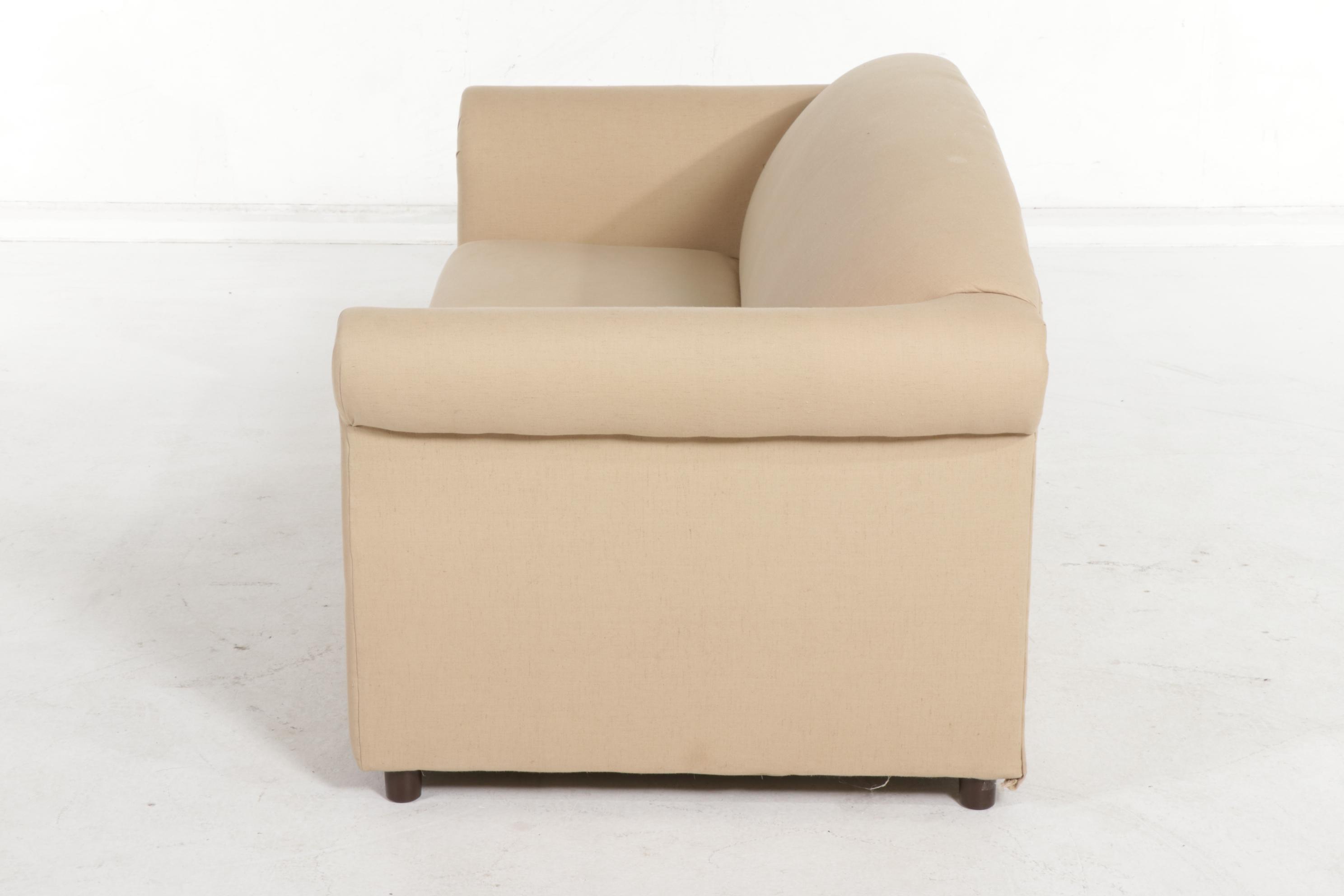 Linen-Upholstered Two-Seat Sleeper Sofa