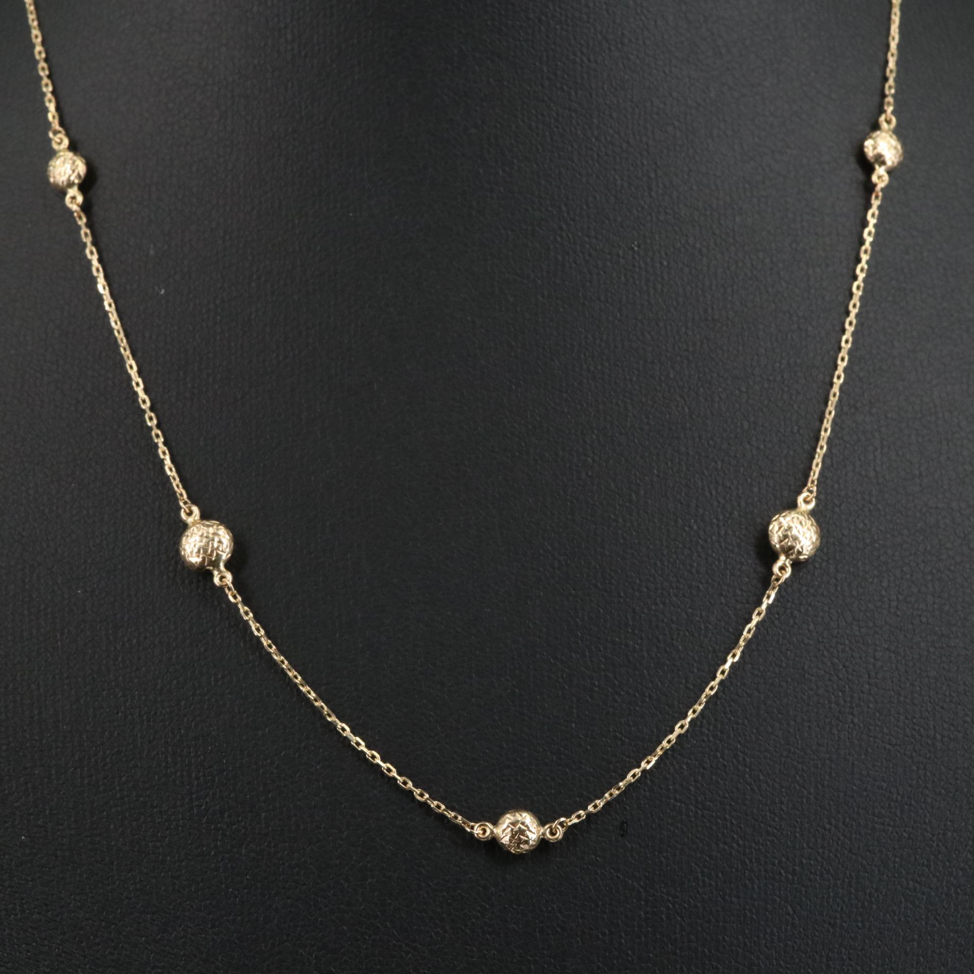 14K Stationary Beads Necklace