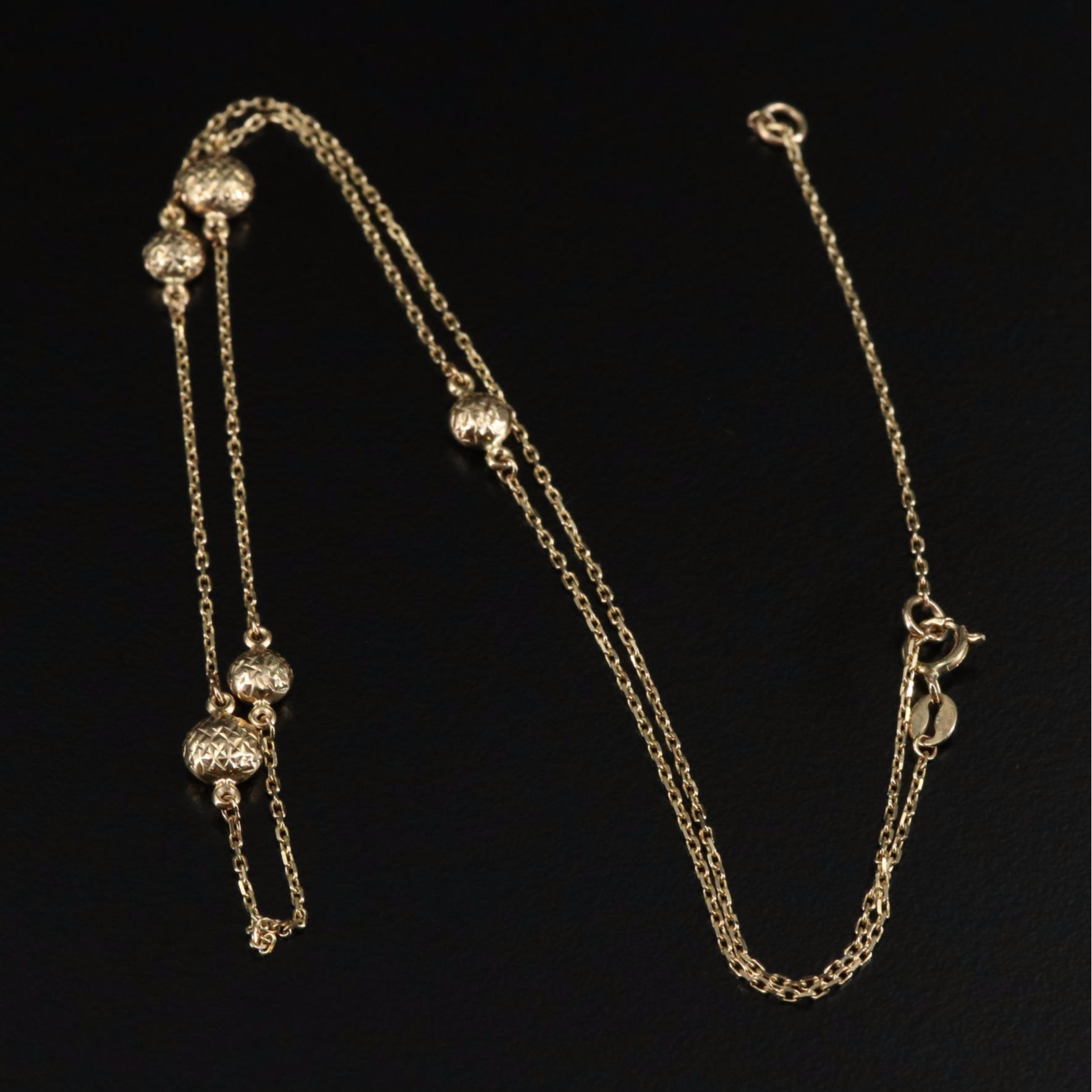 14K Stationary Beads Necklace