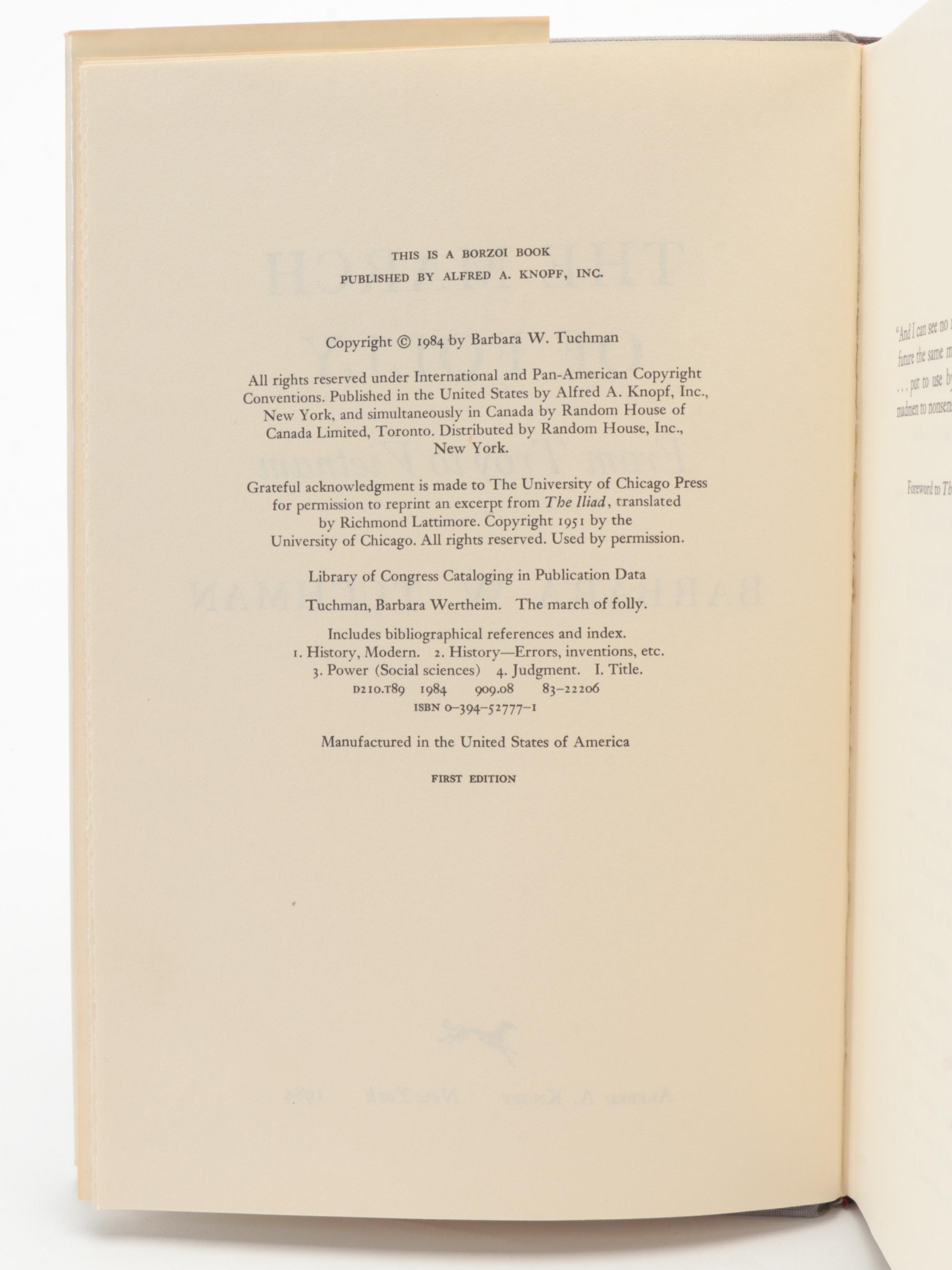 First Edition "The March of Folly" by Barbara Tuchman and More History Books